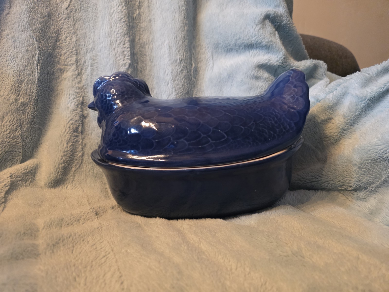 Taylor & Ng 1992 Blue LE POULET Covered Roaster Baking Dish