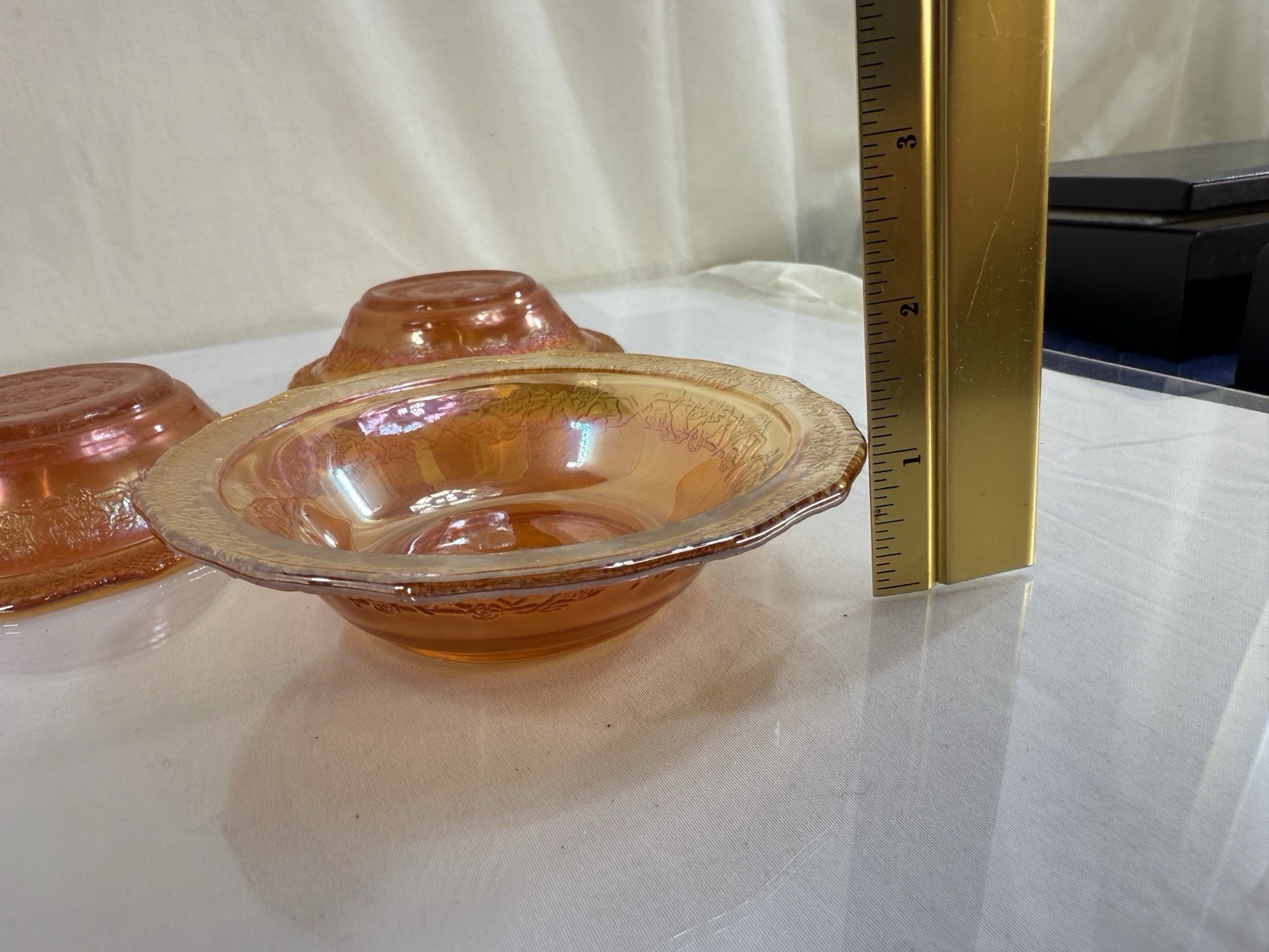 Vintage Marigold Orange Carnival Glass Bowls 5” Diameter 1” Depth Set Of 5