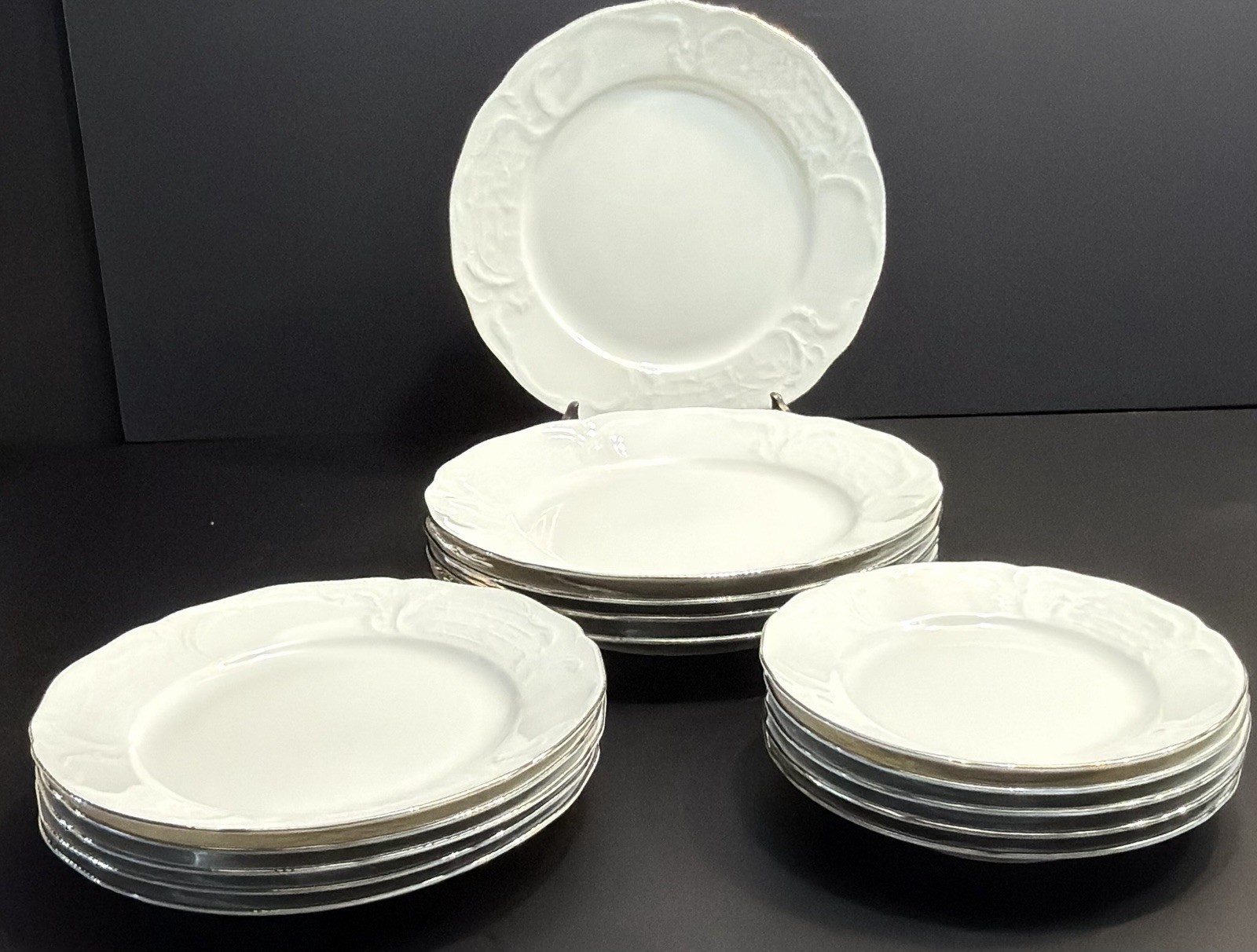 VTG Rosenthal Germany Sanssouci White Embossed 15Pc Dinner Set 5place Setting EC
