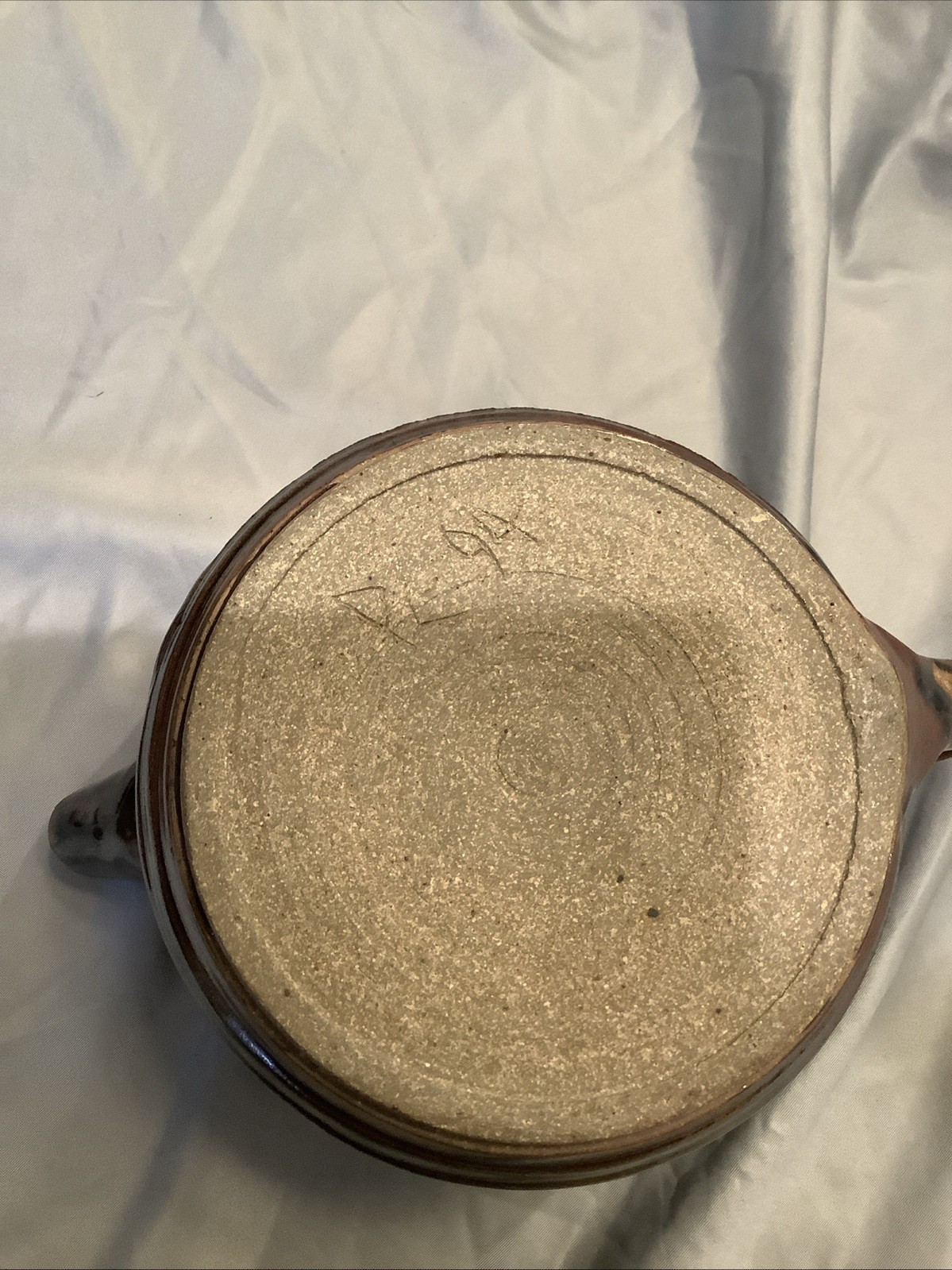Vintage 1994 Signed Studio Pottery Creamer Pitcher Metallic Brown Stoneware DK