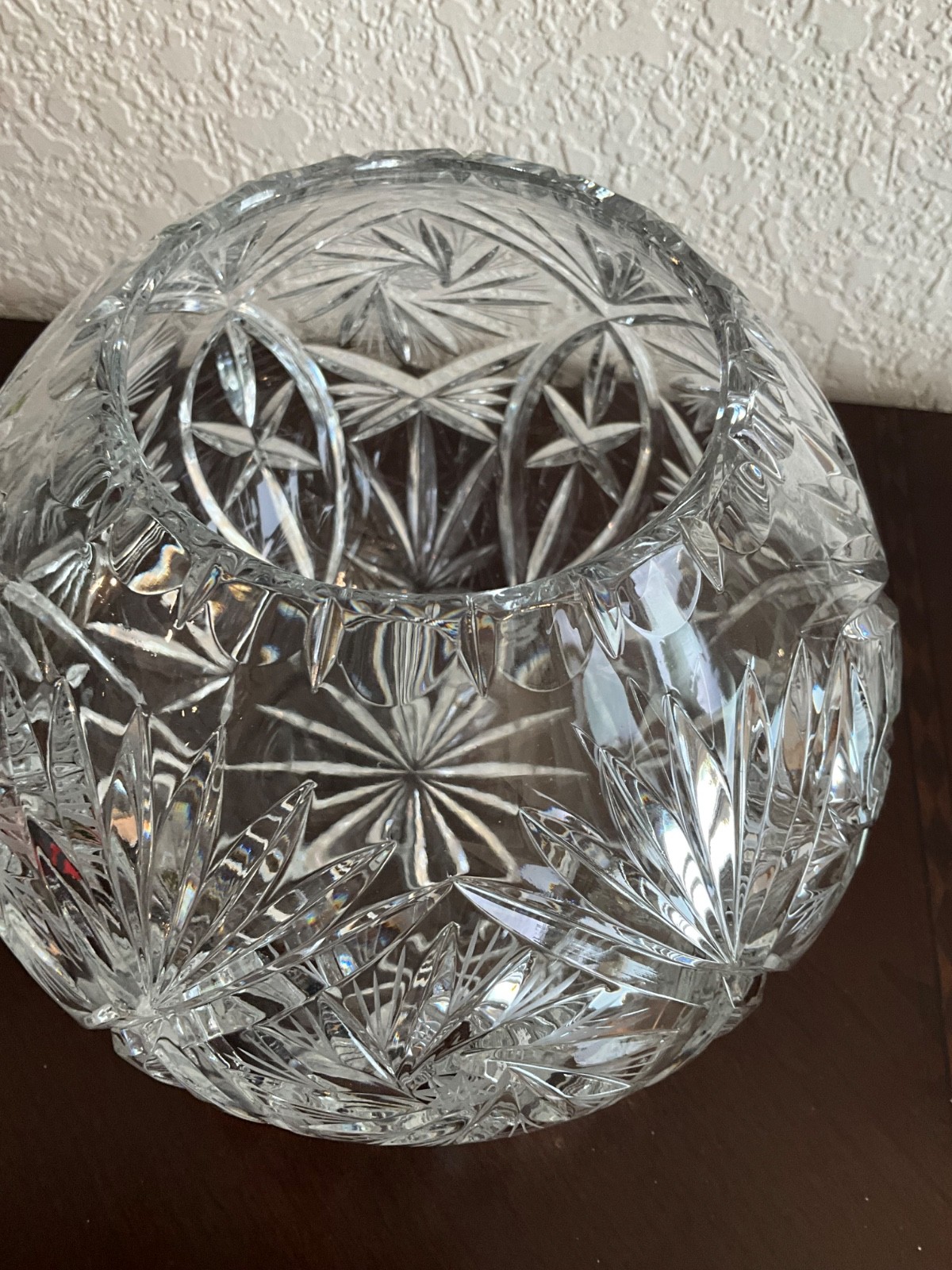 Vintage Cut Lead Crystal Rose Bowl