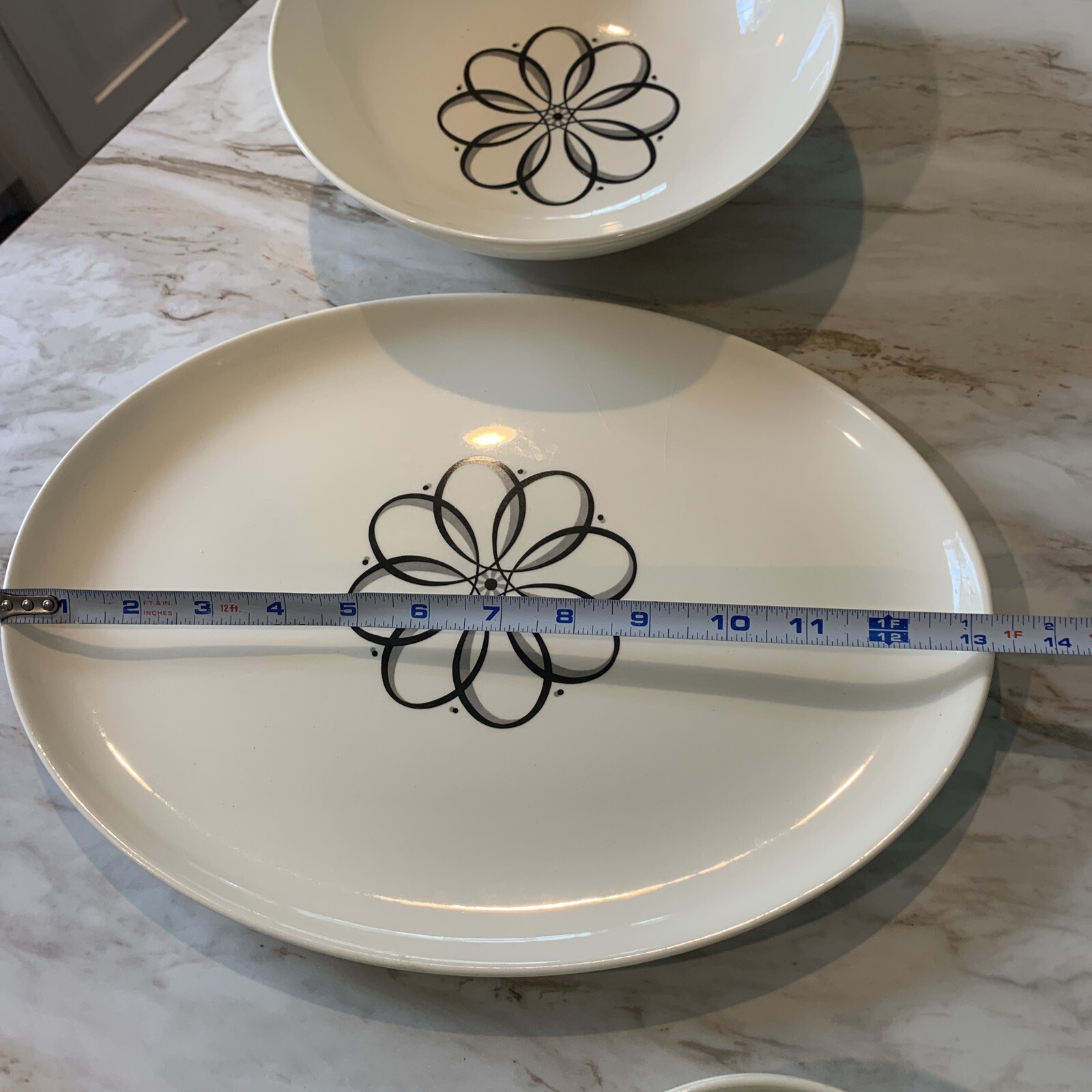 Taylor Smith Taylor Spencerian Scroll Platter Veg. And Berry Bowls Sugar Bowl