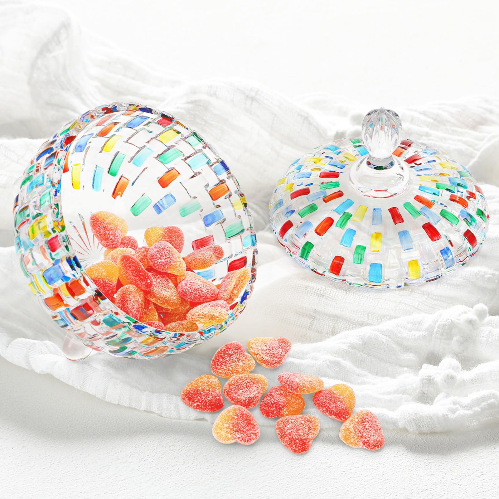 Tlence 24 OZ Candy Dish With Lid, Decorative Candy Dishes Container, Vintage …