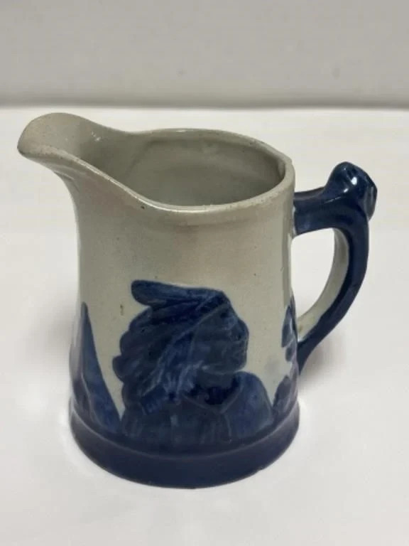 Antique Old Sleepy Eye Creamer Pitcher 4” Tall Unmarked, excellent condition