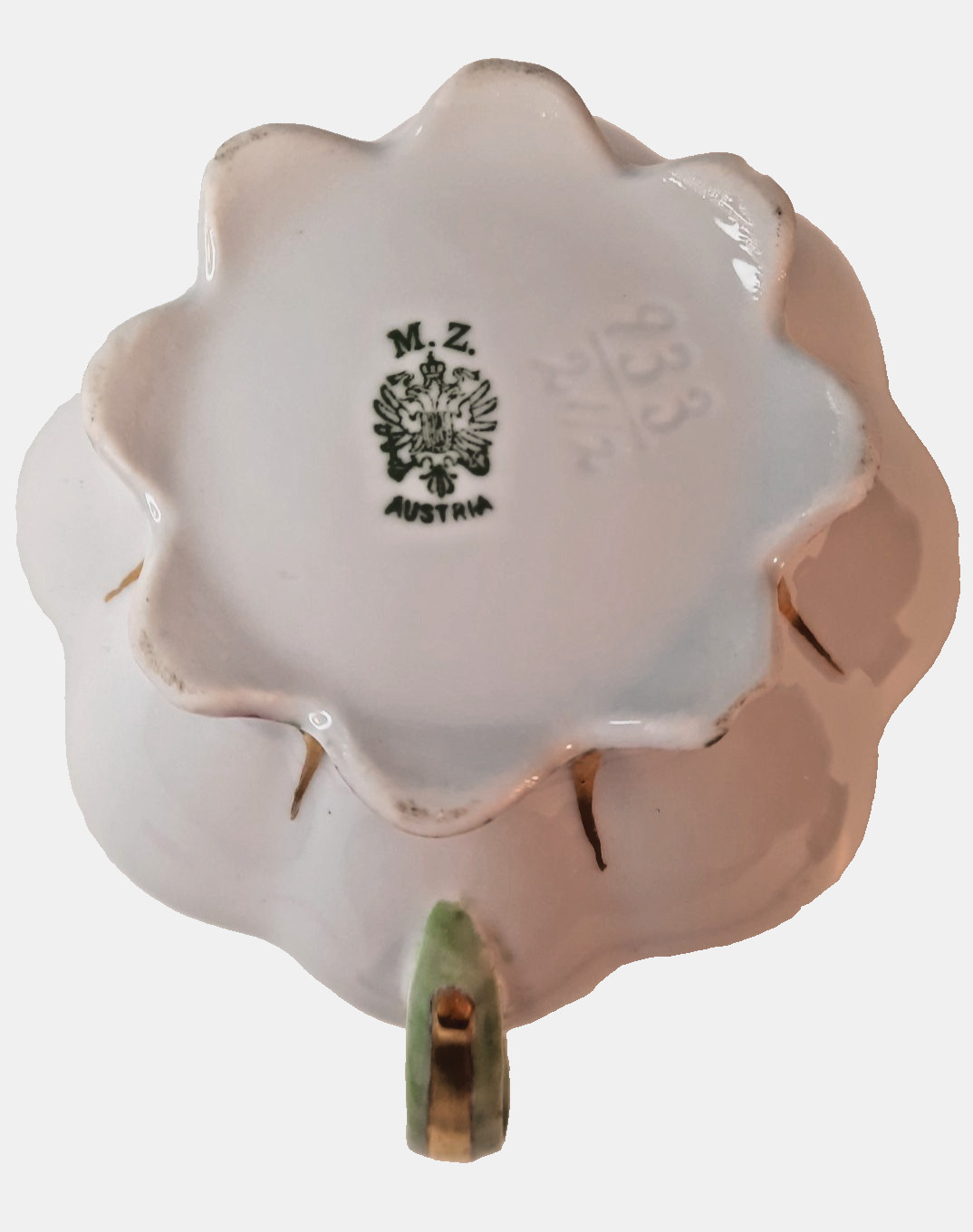 Antique-MZ Austria-Porcelain Creamer Pitcher-933-Pink Rose Garland-Art Nouveau