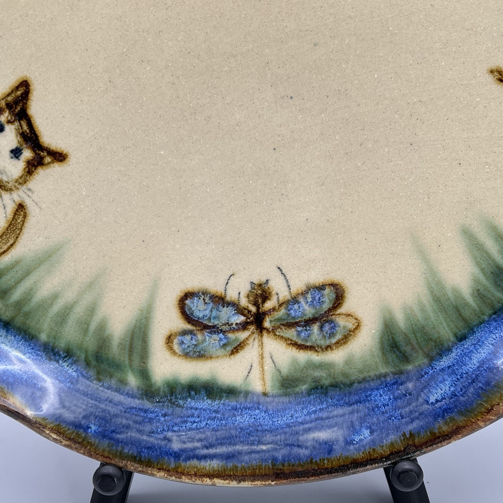 Janet Resnik HUGE 15.25″ LAZY SUSAN PLATTER Country Animals STUDIO ART POTTERY
