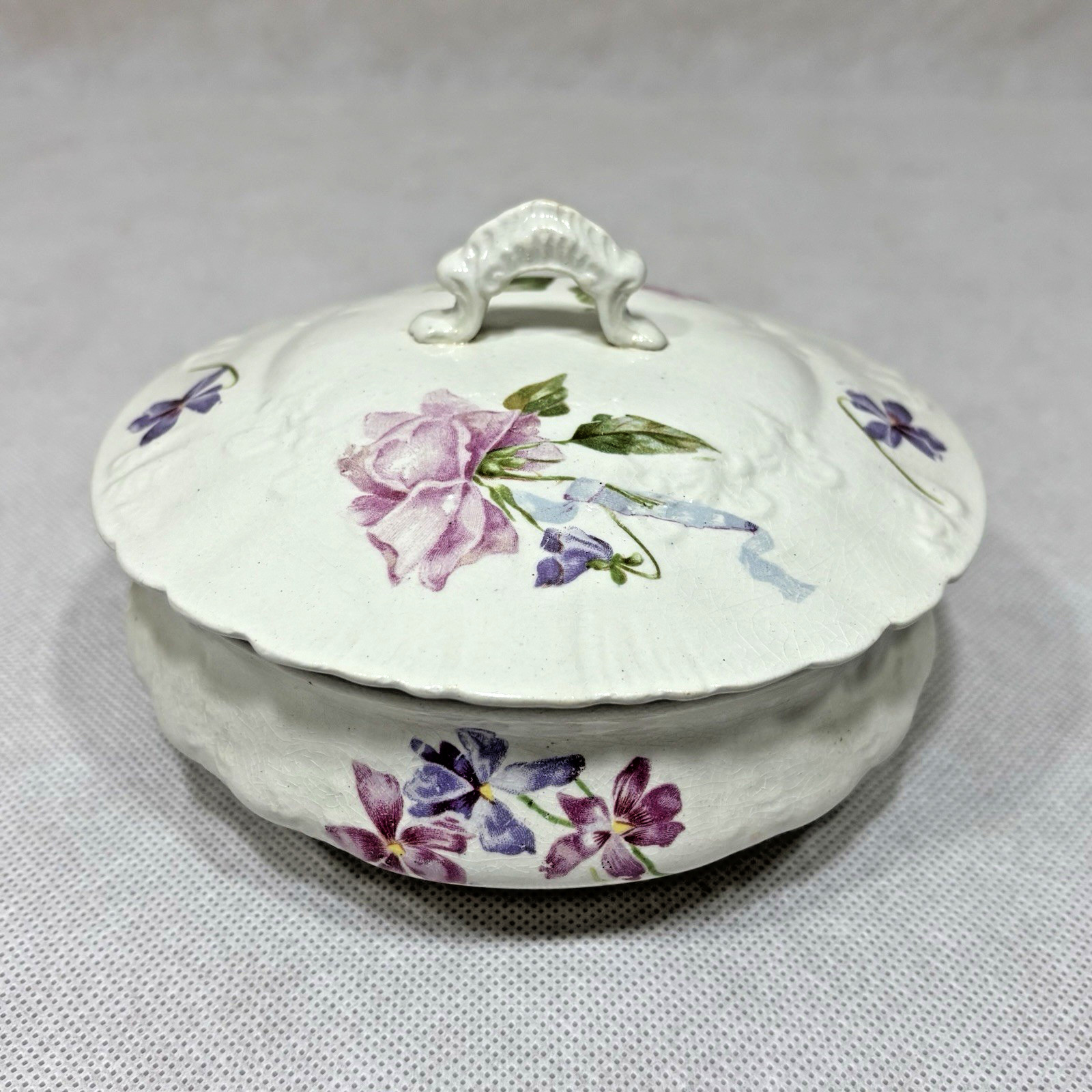 Vintage Ceramic Floral Covered Dish