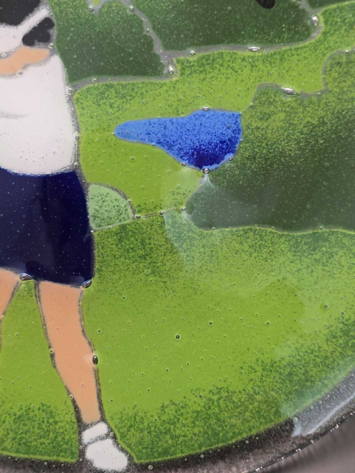 Vintage Peggy Karr Signed Fused Glass Lady Woman Golfer Plate 11.25″ Golf