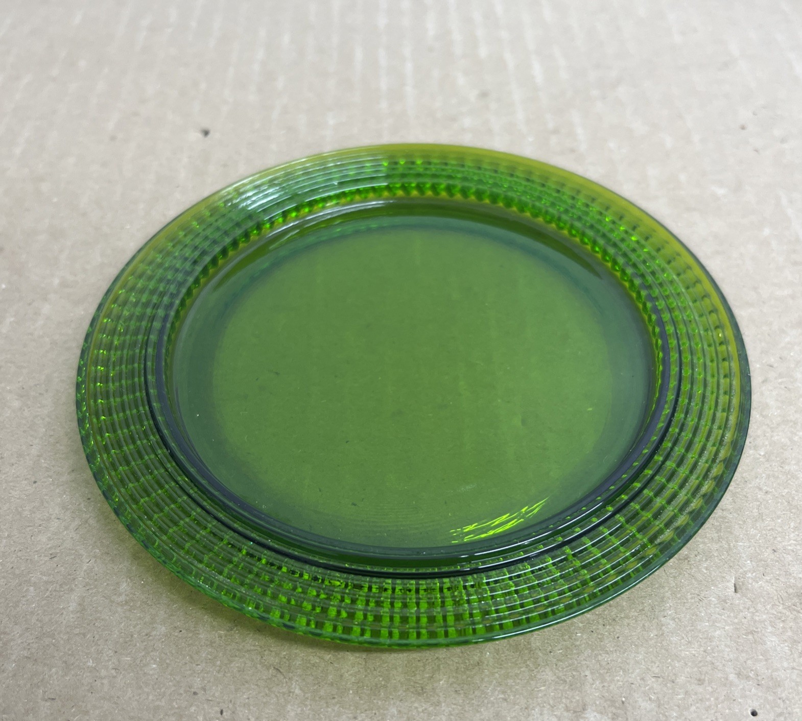 Small Glass Lime Green Plate 5 1/2 Inches