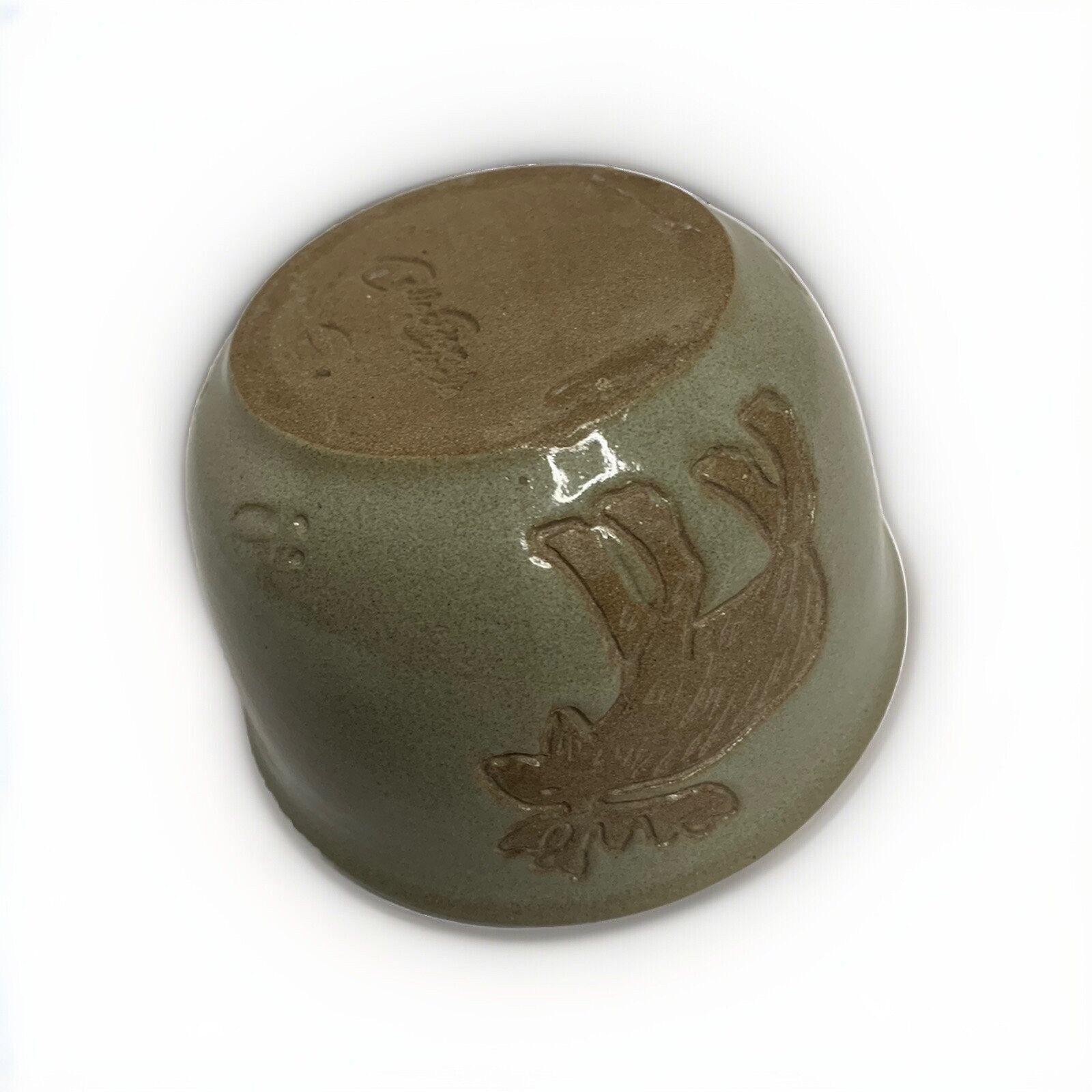 Collection Circle Pottery Moose Print Beige Candy Dish/Bowl Signed. Really Cute!