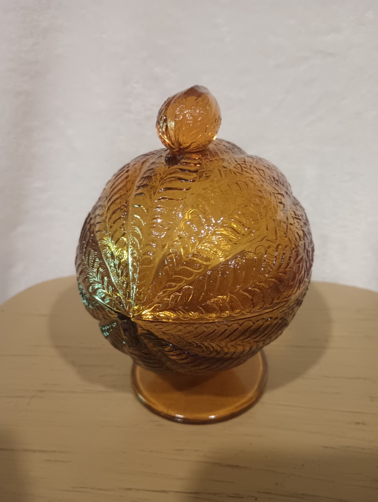 Vintage L.E. Smith Amber Melon Bowl Candy Dish.6×5 In, No Chips