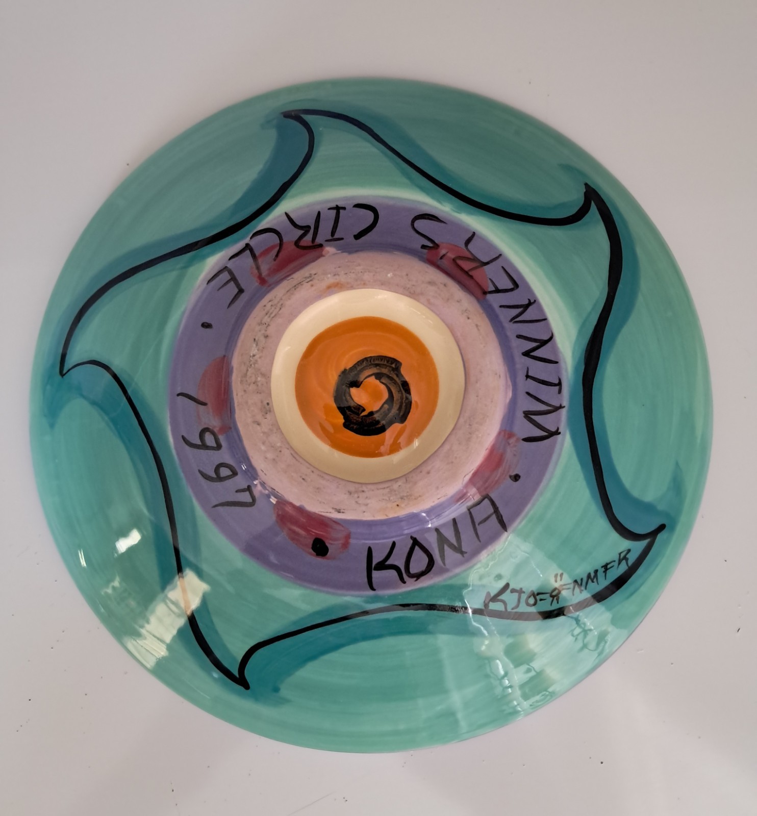 Set of 2 Kelly Jo Kuchar 1997 Hand Painted Bowls From Hawaii Surfing Contest…