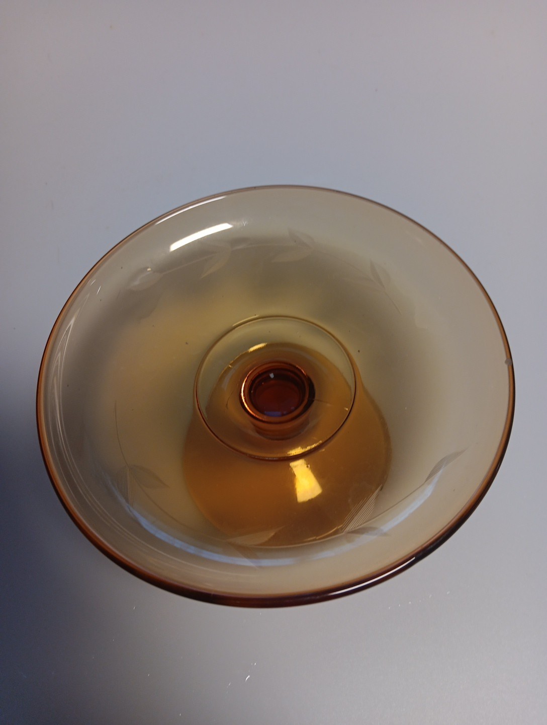 Vintage 1950’s Fostoria Amber Glass Pedestal Candy Compote Dish 5.5w X 3h EXC