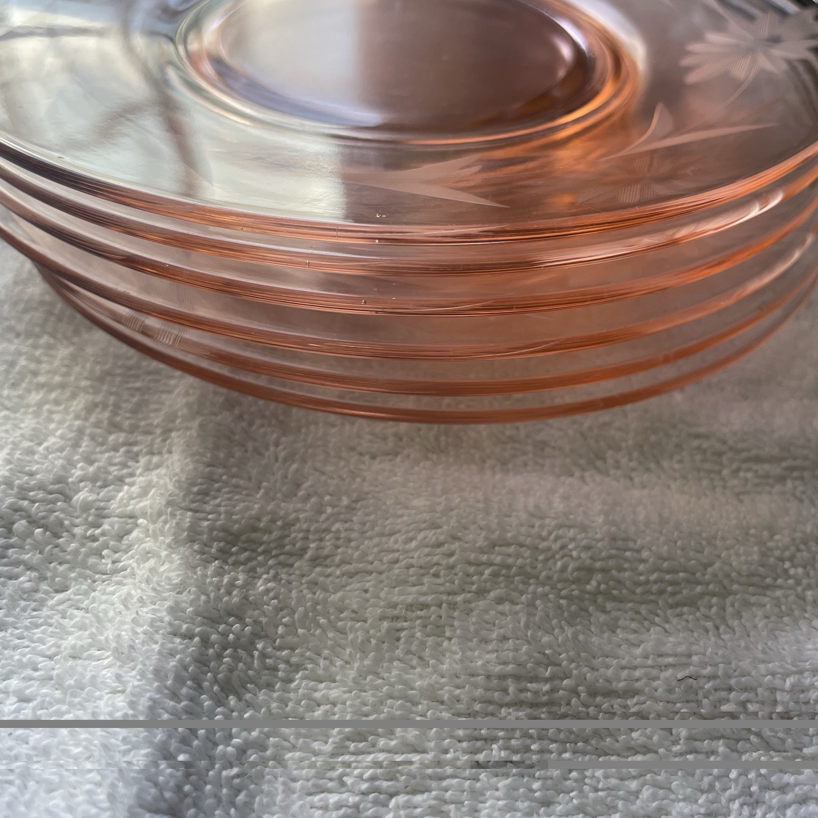 Vintage Pink Depression Glass Plates Set Of 6 6.5in