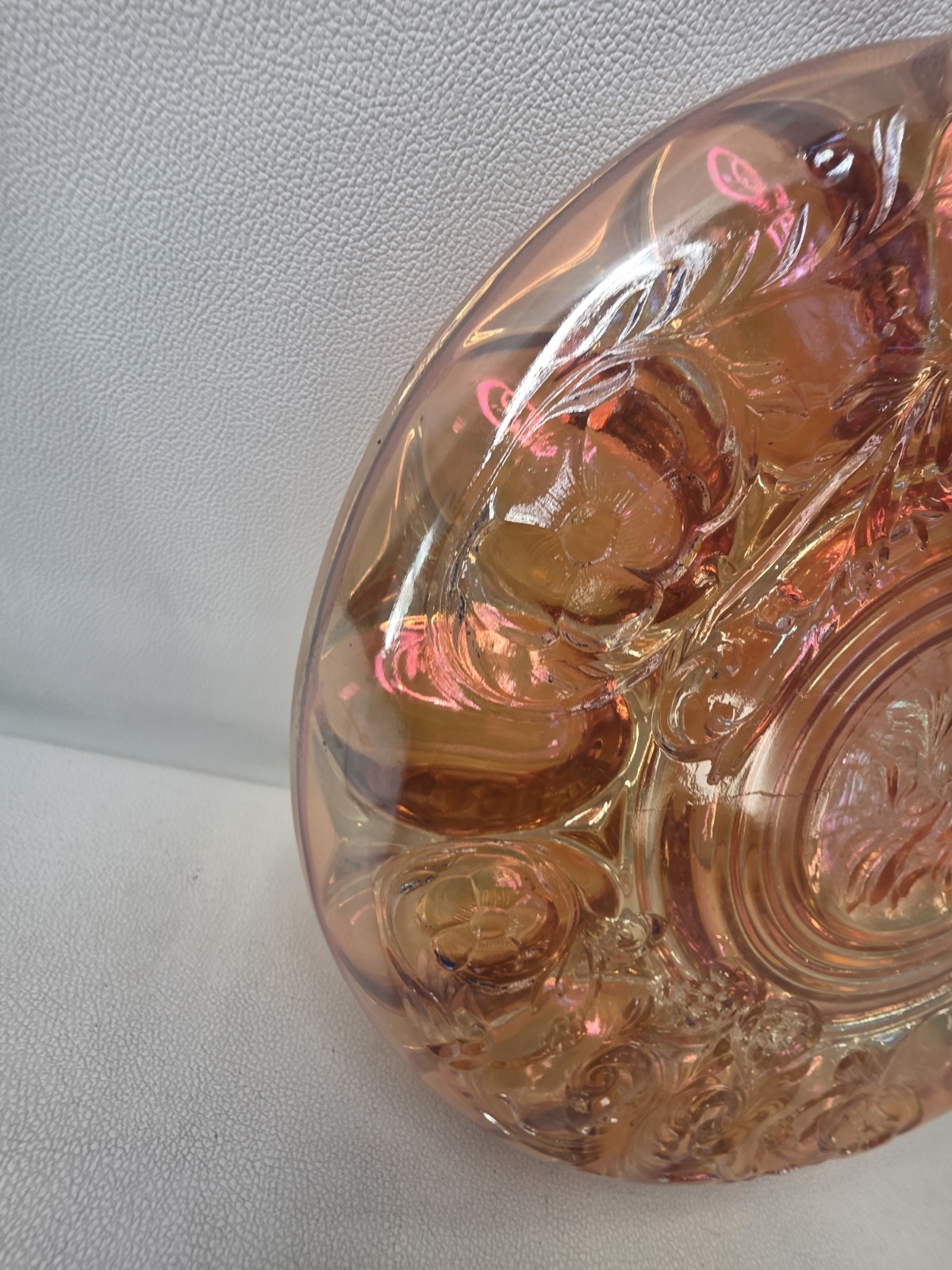 McKee Rock Crystal Marigold Carnival Glass Deviled Egg Plate 15 Well 11.5″