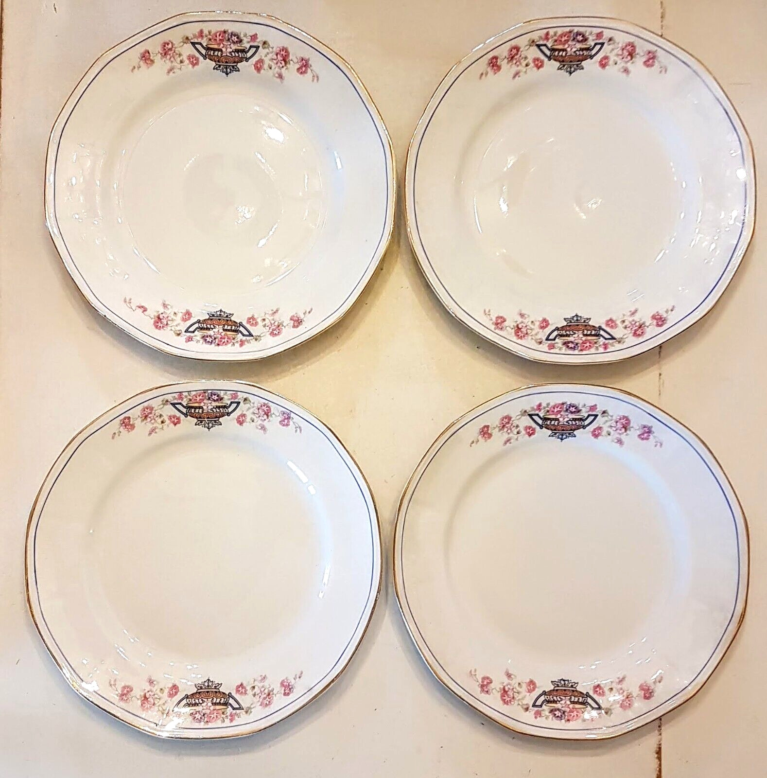 American Limoges Dishes LOT Blue Urn 20 pc Luncheon Service LIA-15 Sebring Ohio