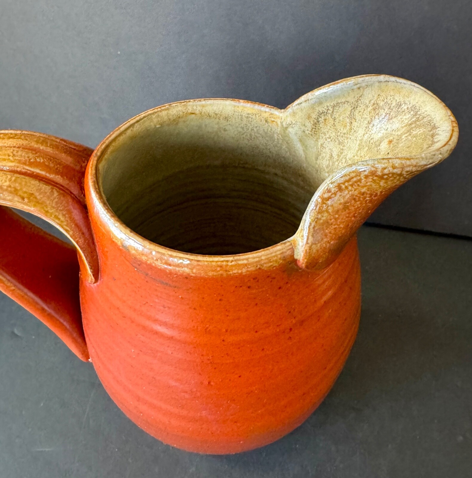 Contemporary handcrafted Sagger fire pitcher 9”