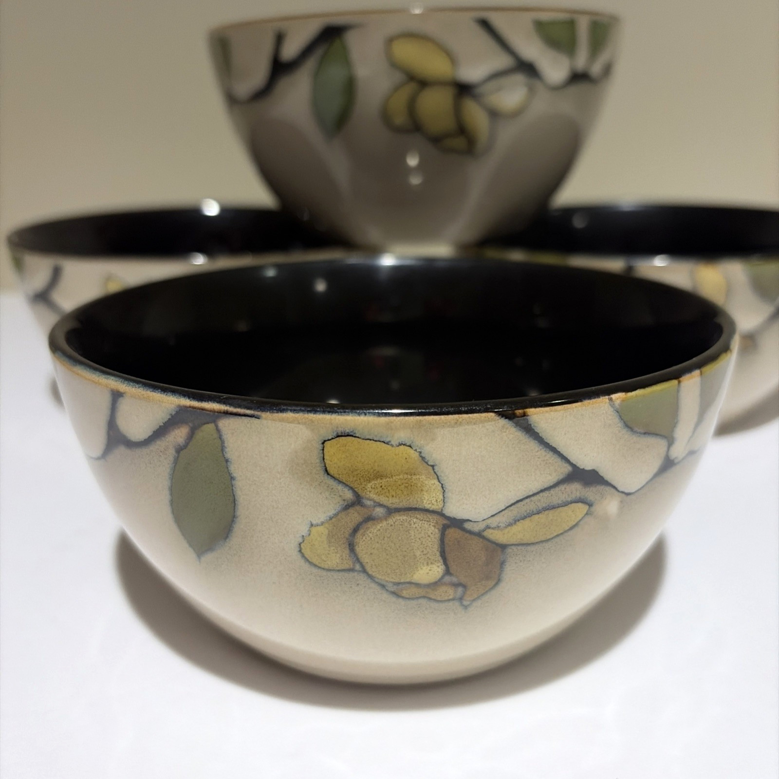 Mikasa Emory Gourmet Basics 6″ Soup Cereal Bowls Floral Stoneware Set of 4