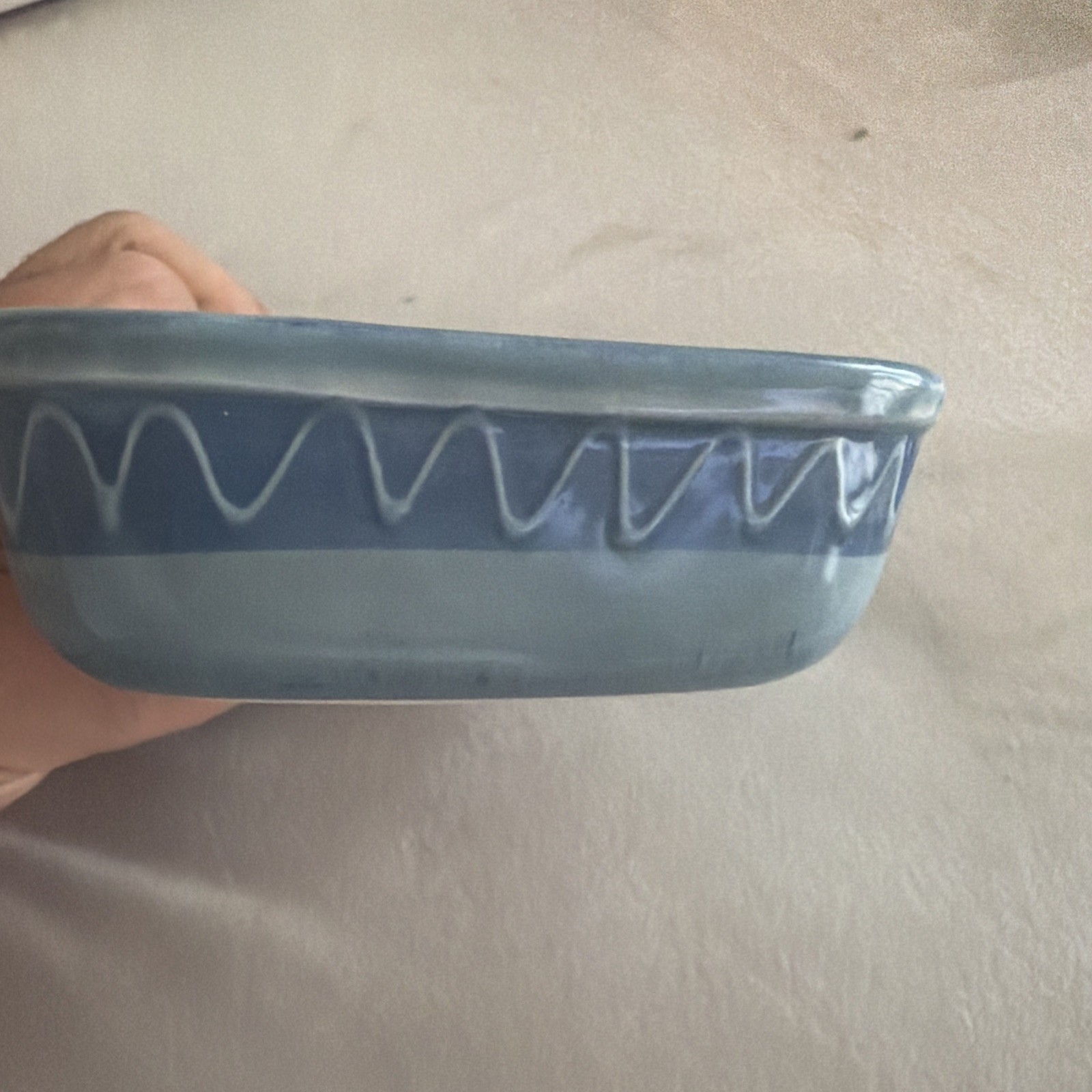Beautiful Blue Rectangular Italian Pottery Serving/Dipping Dish Made in Italy