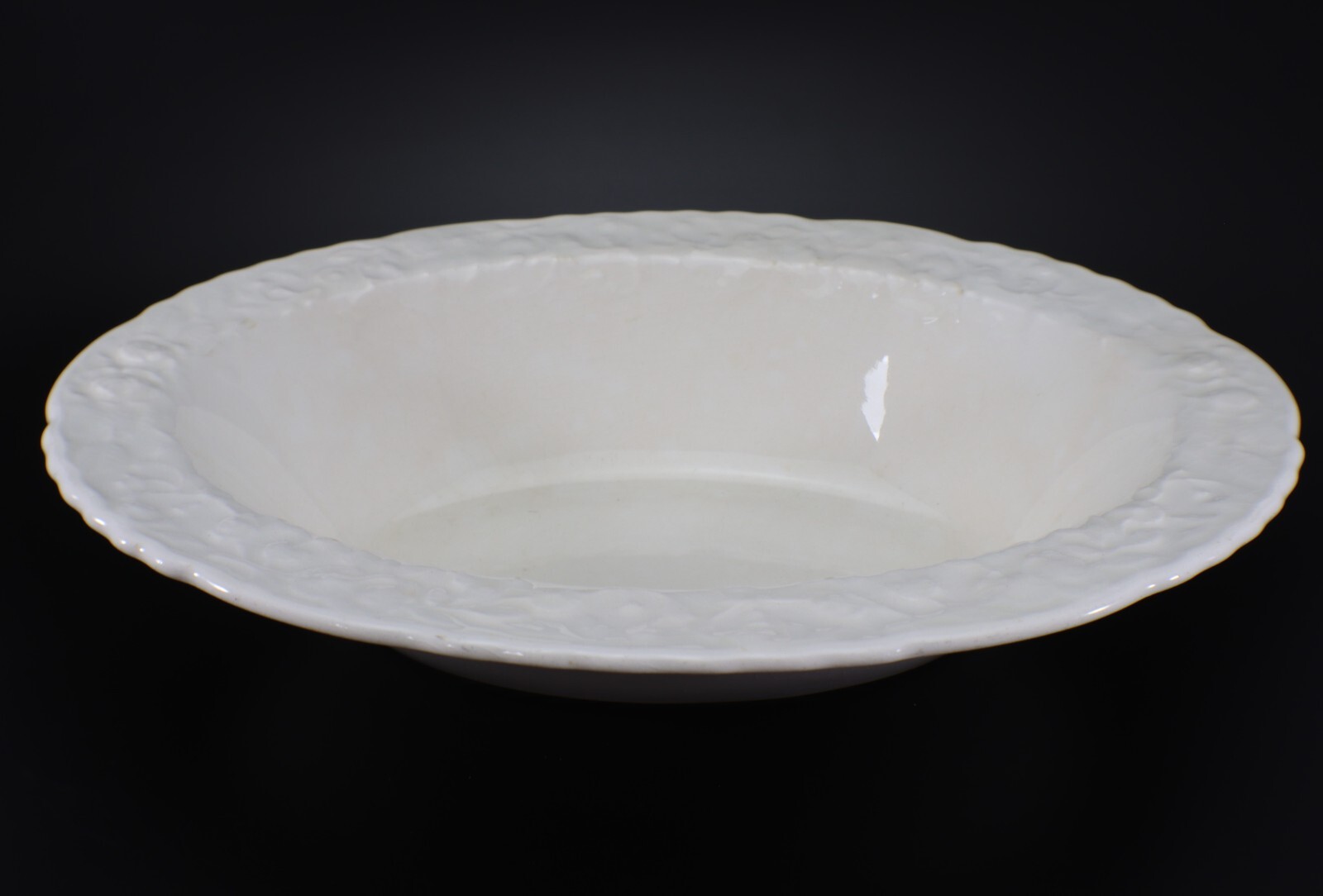 Pope Gosser Rose Point Oval VEGETABLE BOWL White with Raised Roses Vintage USA