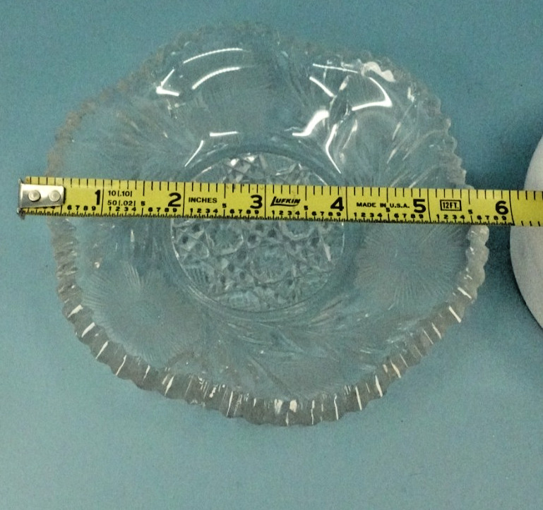 Antique American brilliant Period Cut Glass Mayonnaise Bowl w/ Under Plate