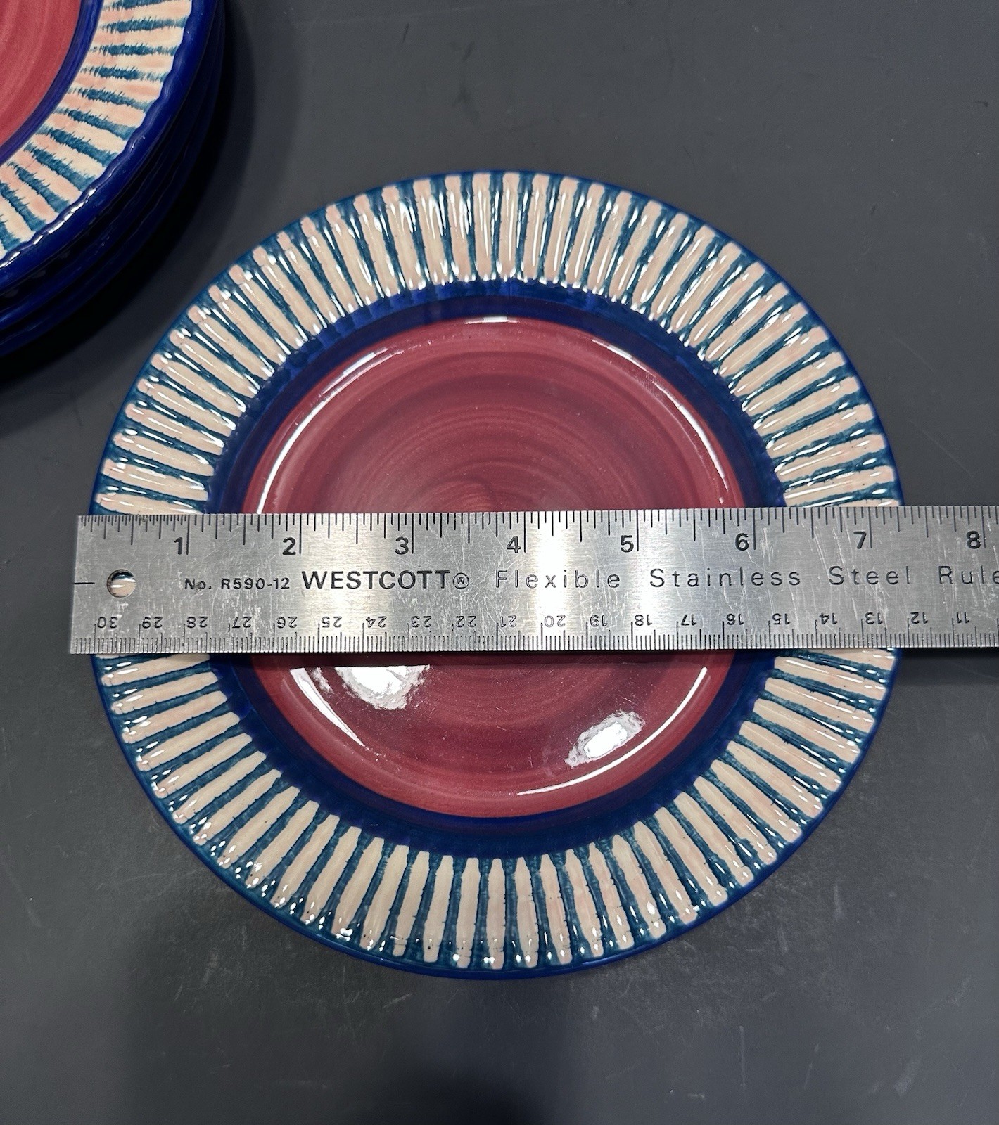 4 Gail Pittman Red Azalea Salad/Dessert Plates, 7 1/2 inch Diameter, 1988 1997