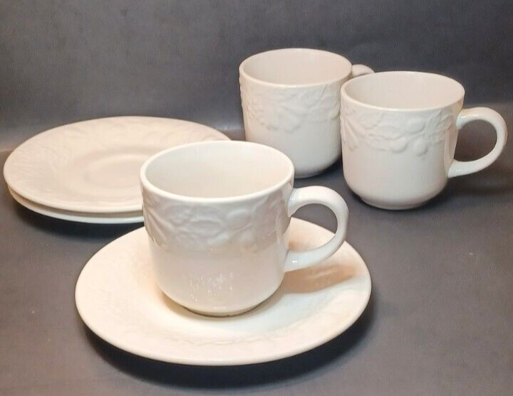 Fruit by Gibson Housewares Cups and Saucers Set of THREE (3)