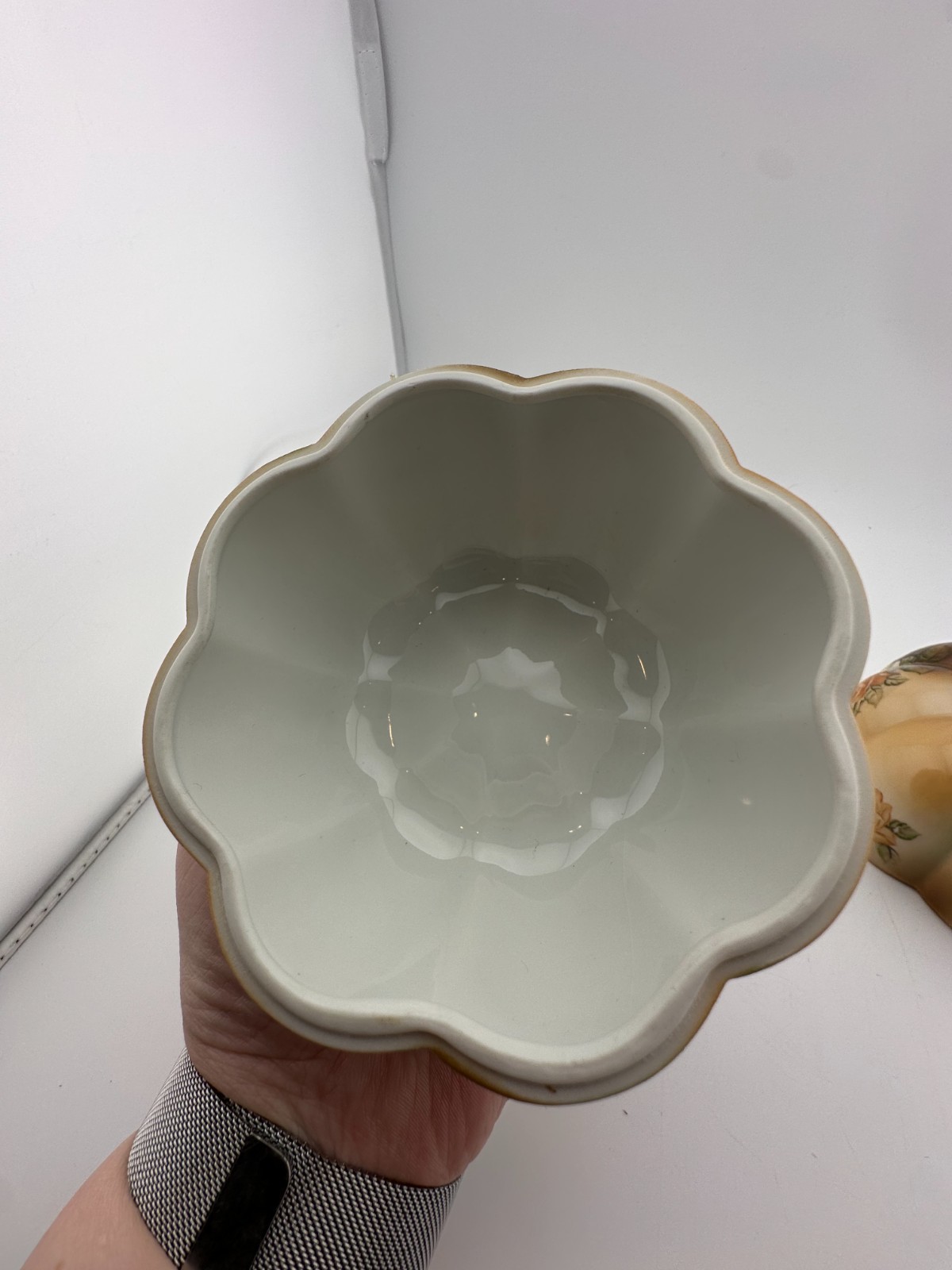 RS Prussia Pumpkin Covered Candy Dish Floral Luster Porcelain Box