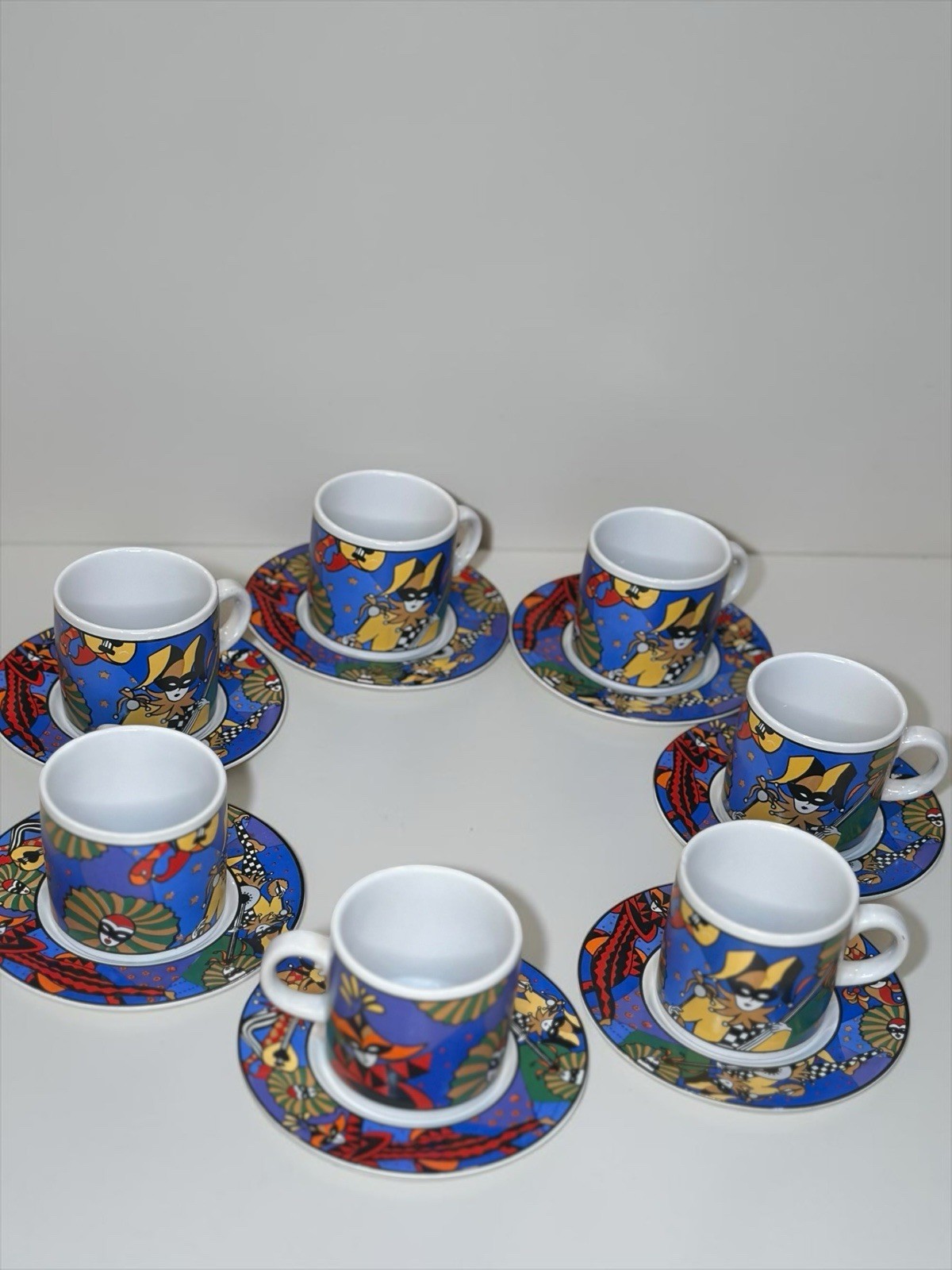 Sakura Verona 1993 Sue Zipkin Demitasse Espresso Cup Saucer Set 7 Vintage