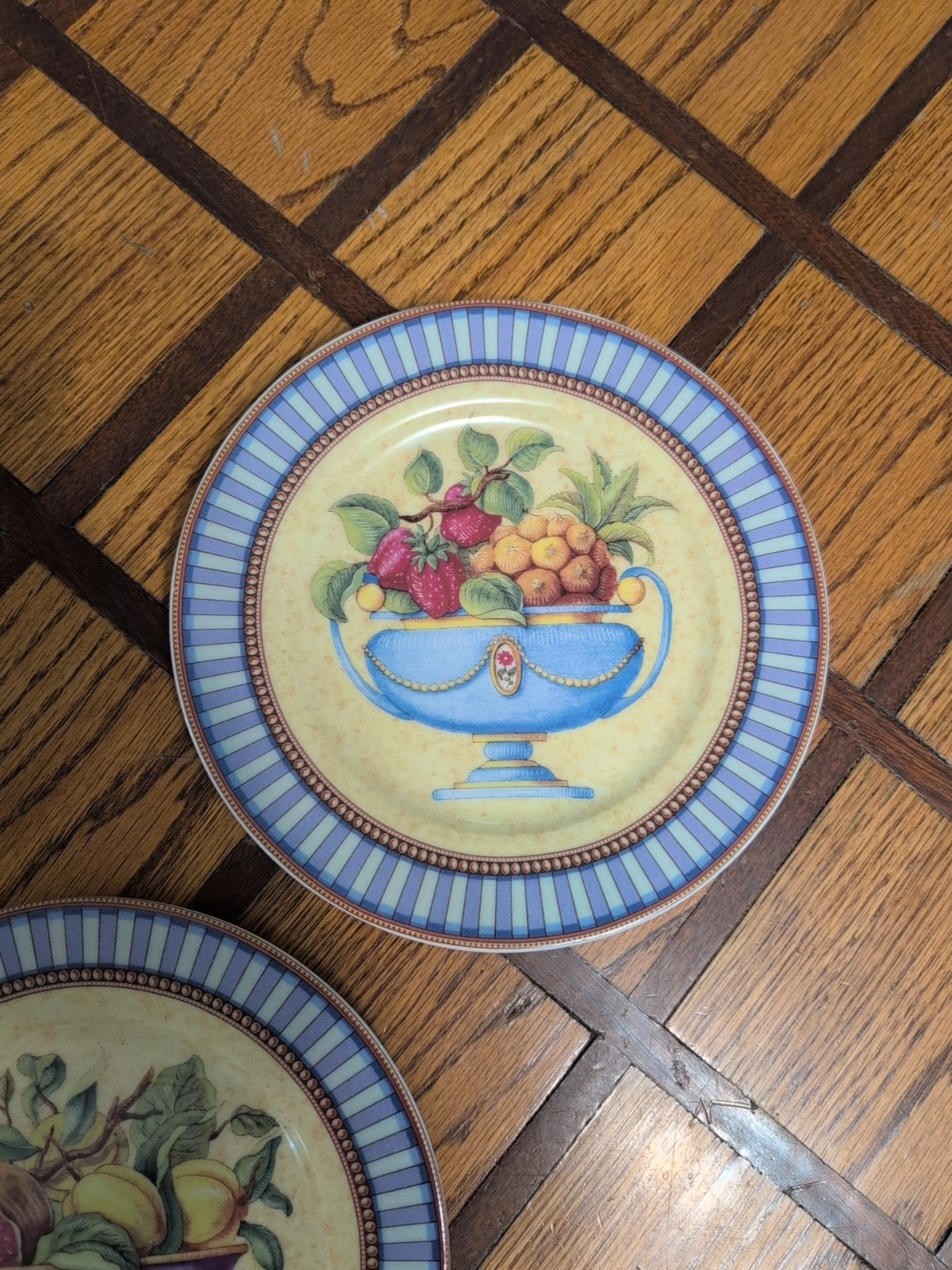 Set Of 3 Porcelain Limoges Godinger 1855 7.75” plate Apricot Strawberry