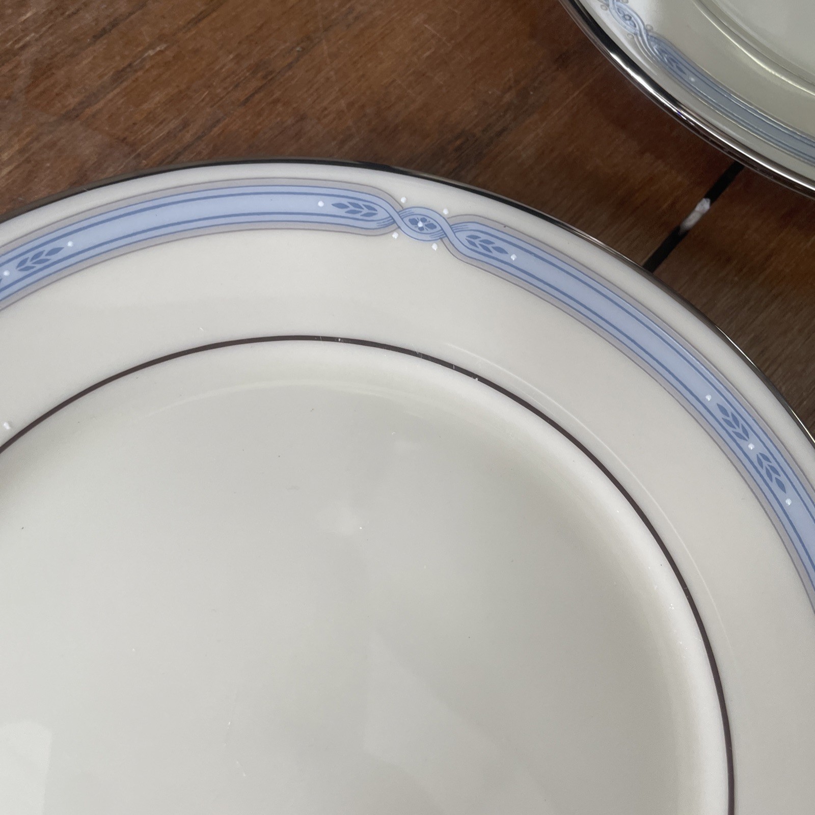 LENOX Courtland Bread Plate Set Of Four Blue Gray Band Platinum Trim 6 1/2”USA