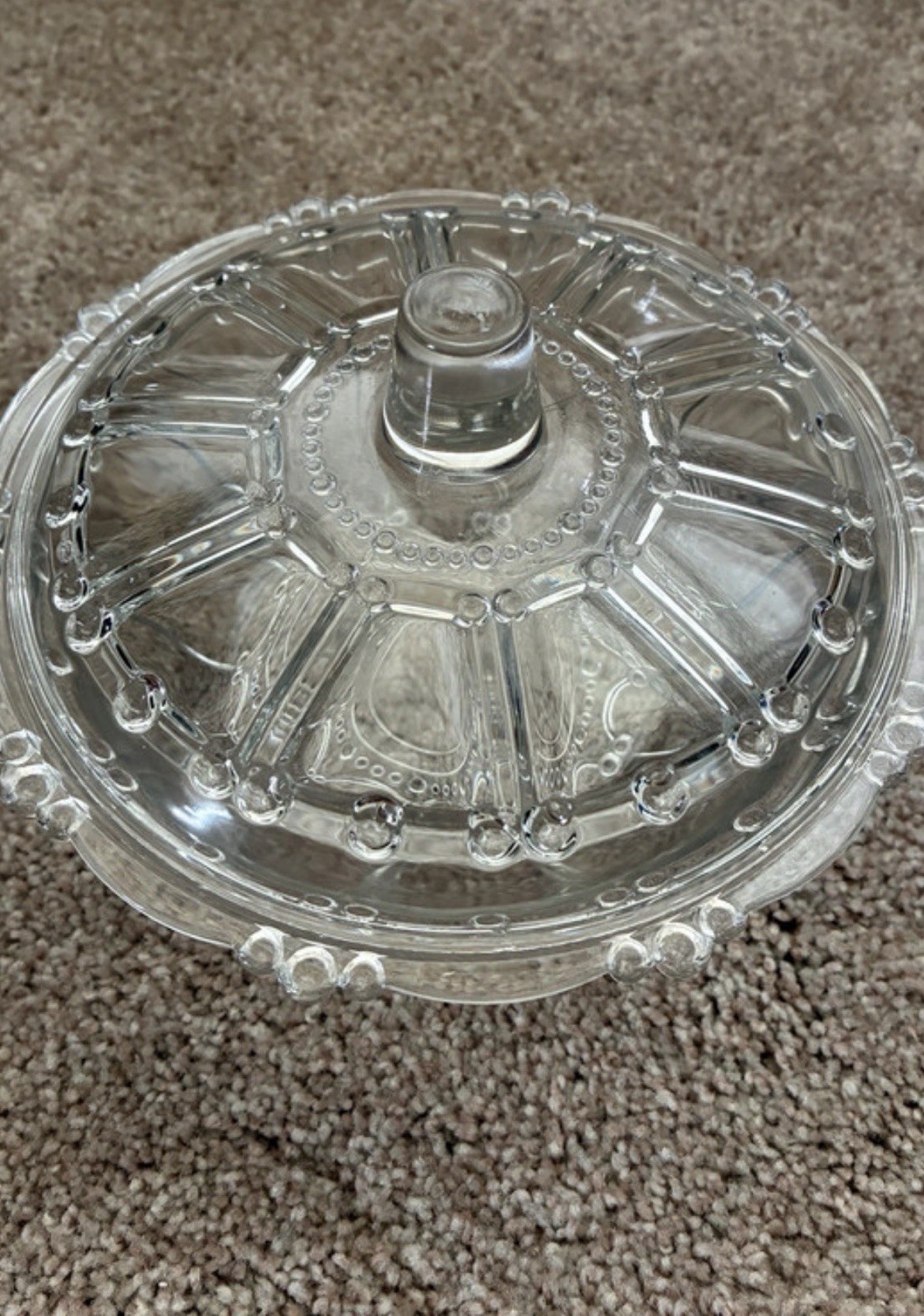 vintage KIG Indonesia clear pressed glass candy dish