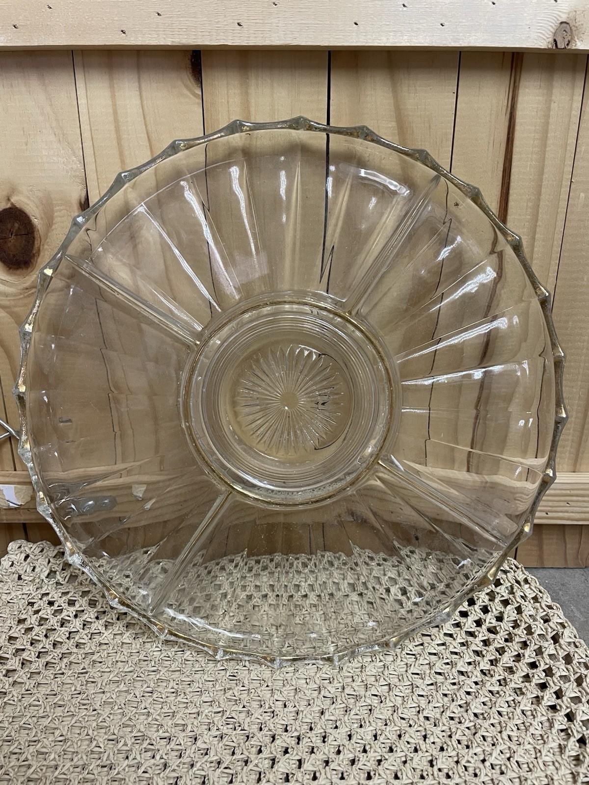 Vintage Clear Divided Glass Serving Platter