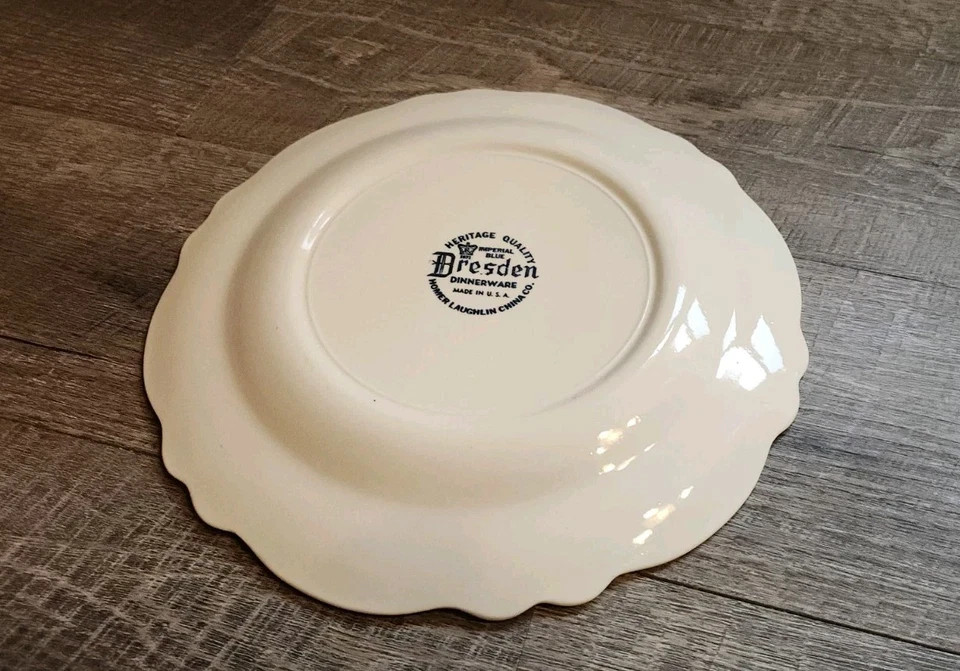 Set Of 4 Homer Laughlin Imperial Blue Dresden Dinner Plates 10.25″ Vintage