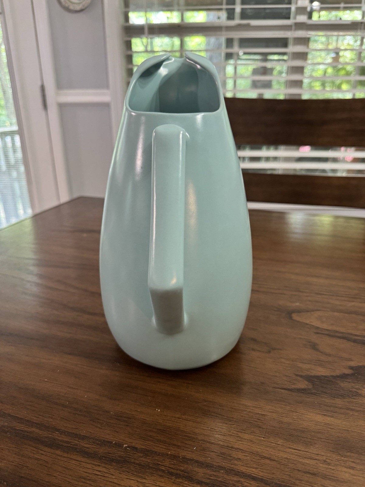 VTG La Solana Pottery Ceramic Water Pitcher Aqua Color MCM