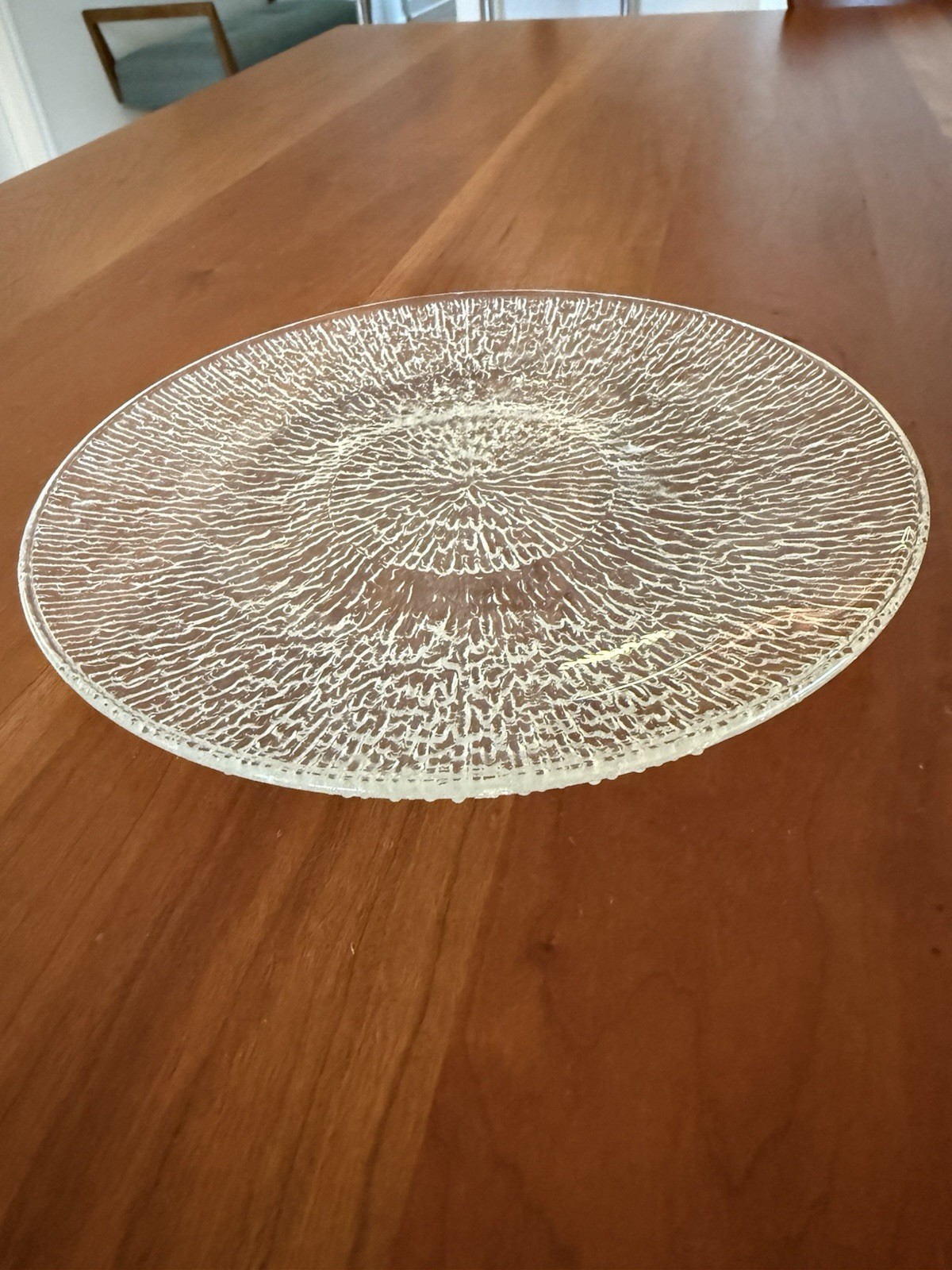 Set 8 Scandinavian Mid-Century Ice Glass Plates, 7.5″