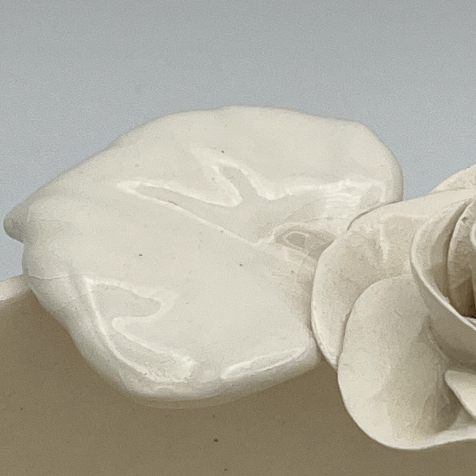 Vntg Paper Windows Rose Heart Bowl Candy/Trinket Dish Signed Ivory Ceramic 6.25”