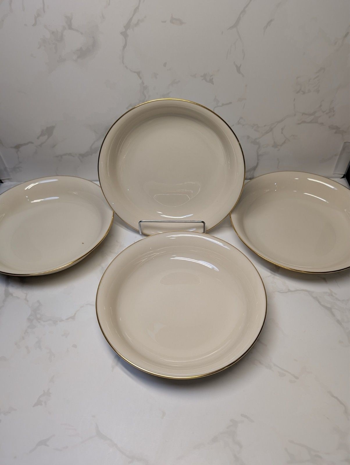 Lenox Hayworth Coupe Soup Bowls Set of 4 Ivory Gold Trim 7.75in USA