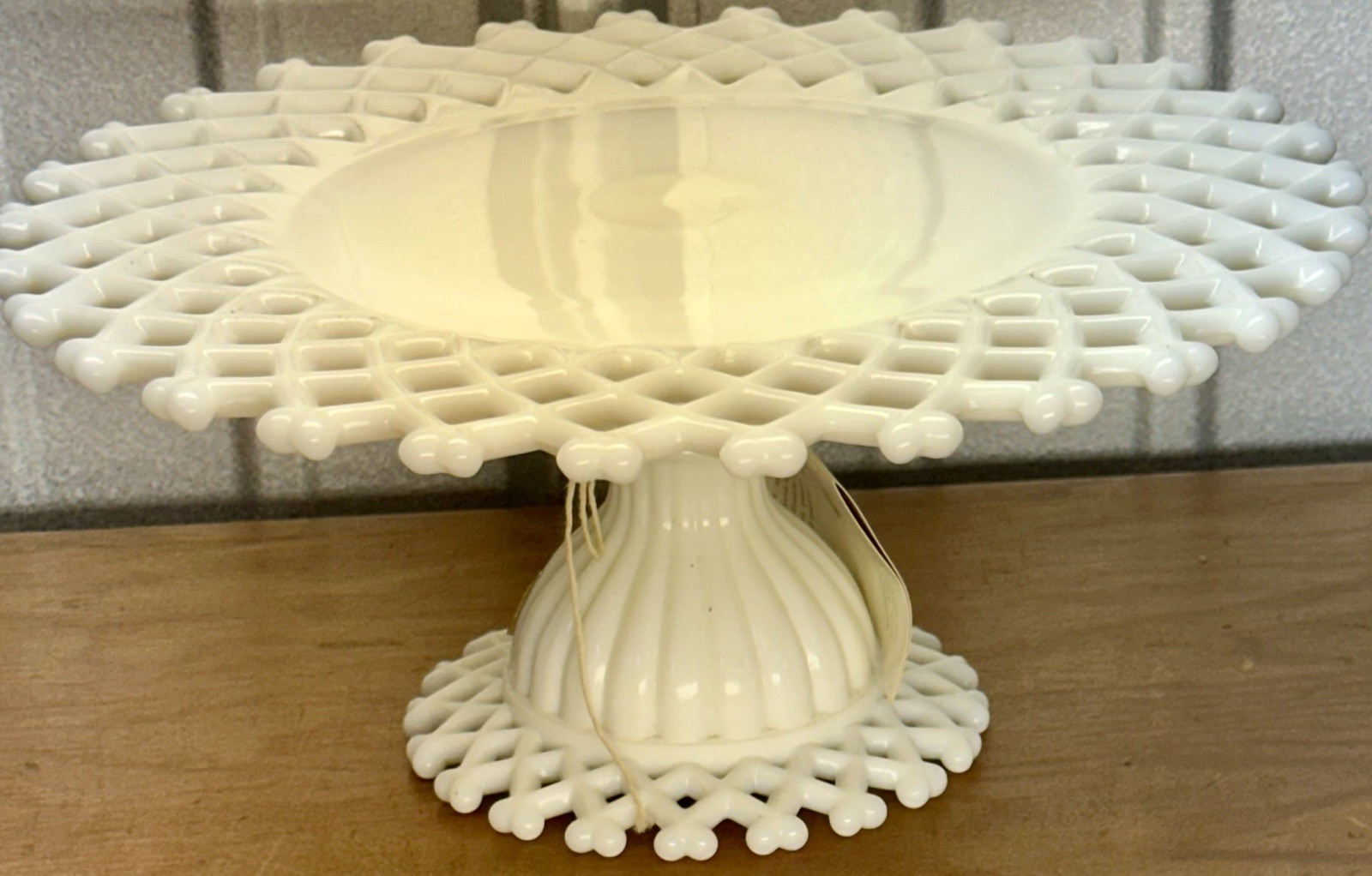 Westmoreland Milk Glass Round Lattice Cake Stand 1890 11 FTD Cake Salver NOS MIB