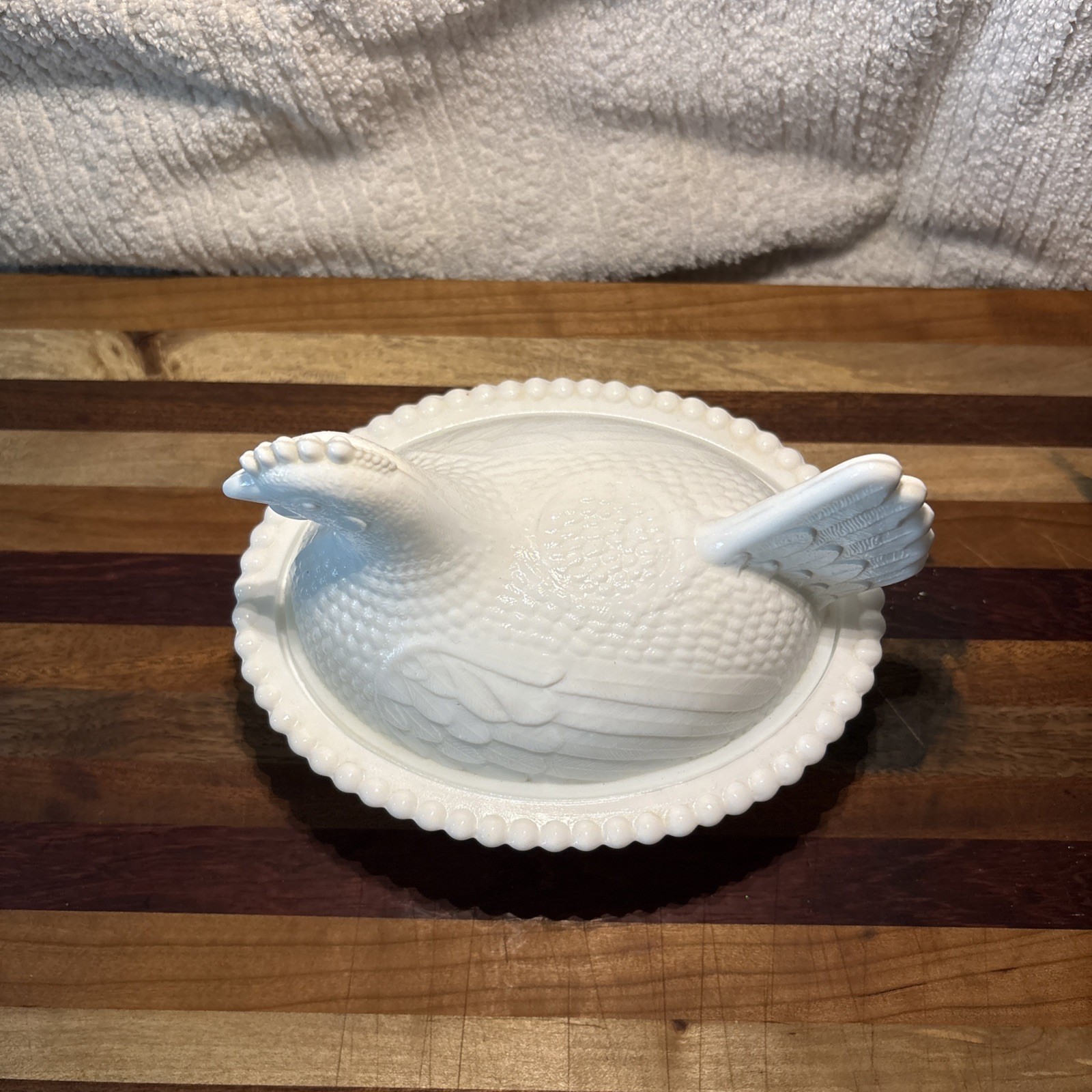 Indiana Glass #7155 Milk Glass Hen On Nest 1973-1982 White Excellent Condition