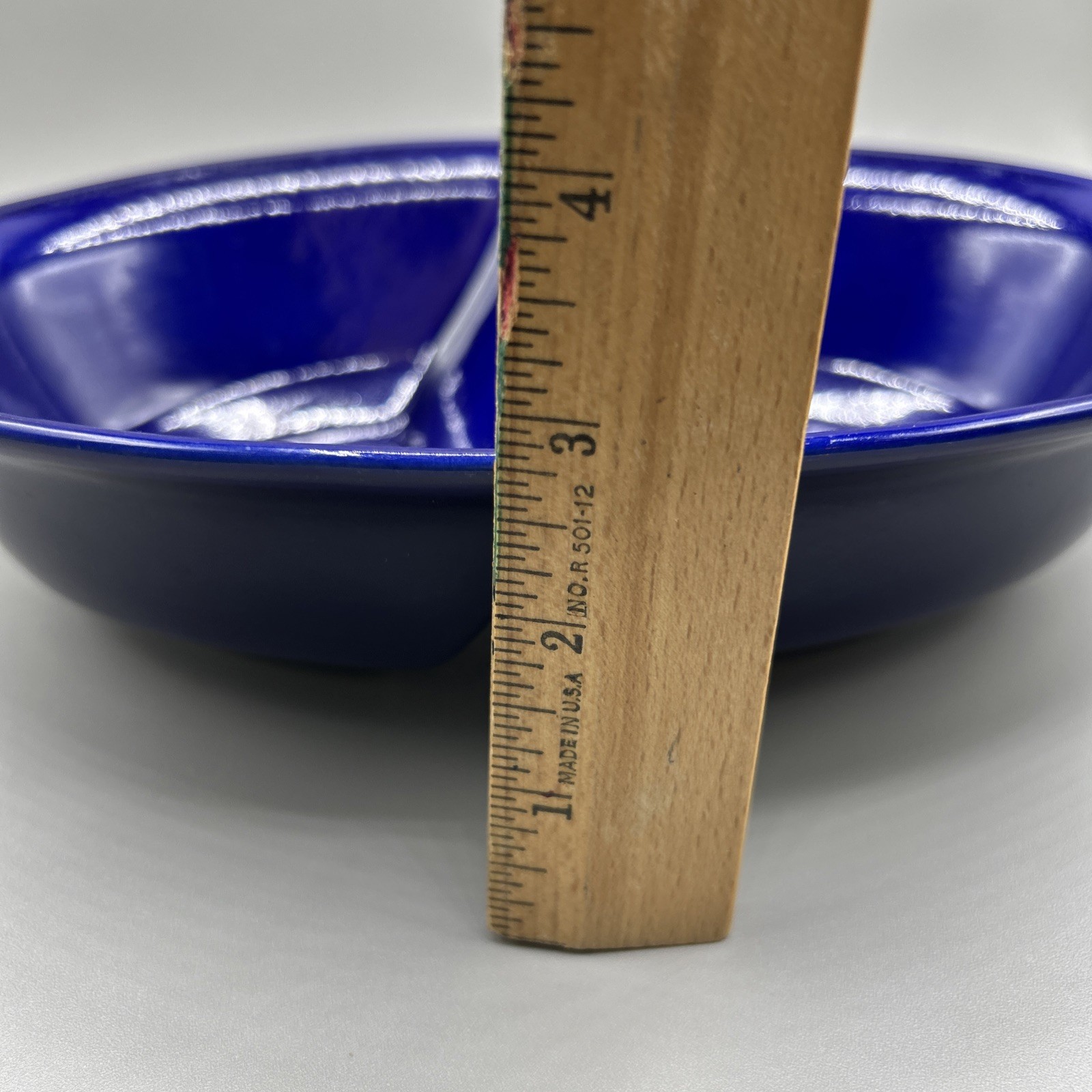 Blue Oval Divided Dish Serving Bowl 2 Compartments 10″ HB1L