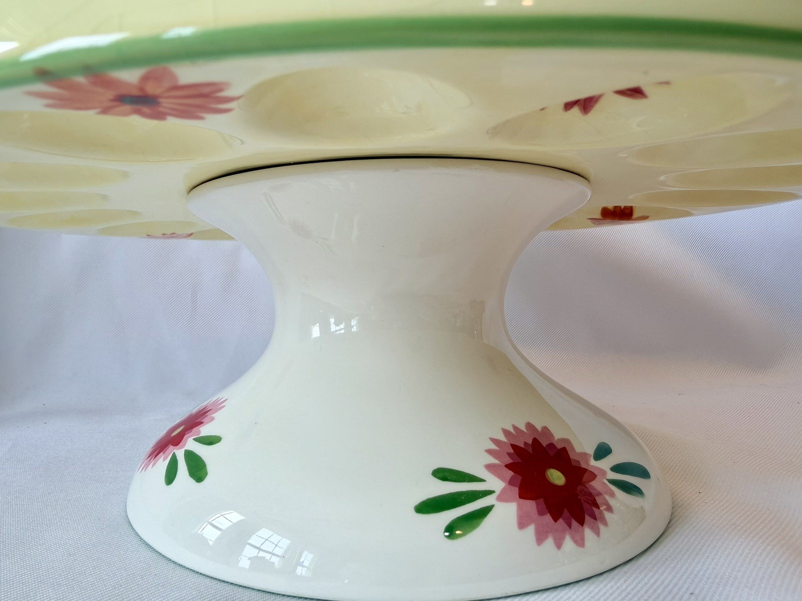 Paula Deen Pedestal Cake Stand & Easter Egg Holder Garden Delights Pattern 11”