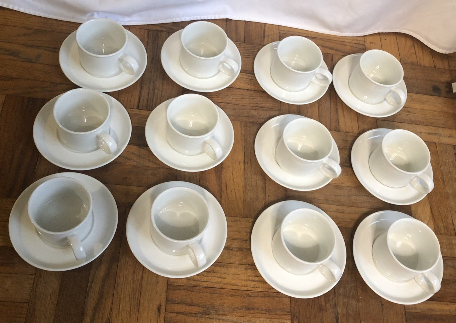 Stonehenge Midwinter White Cups & Saucers Tea Coffee Mugs England SET OF 12