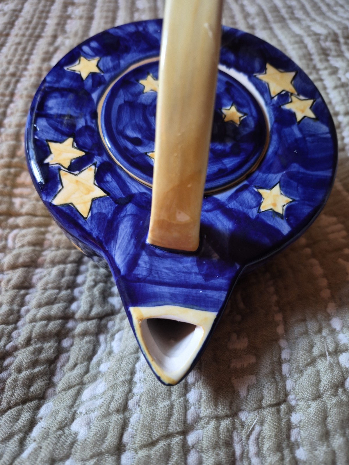 Cobalt Blue With Yellow Celestial Teapot 7 Inches Across