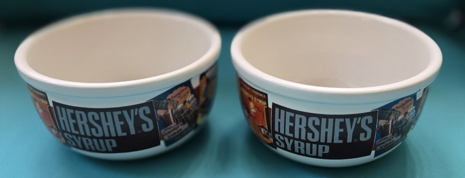 Houston Harvest Hershey’s Chocolate Syrup Ice Cream Bowls Ceramic Nostalgic