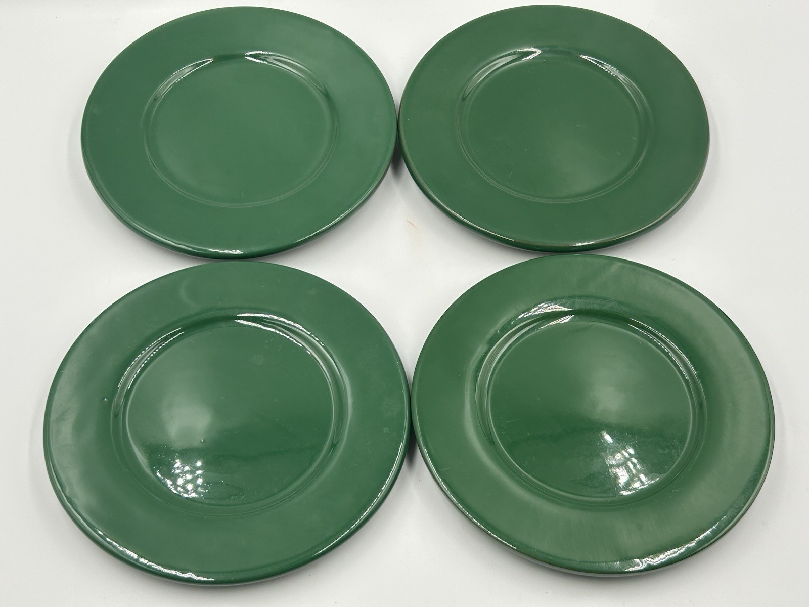 Vintage Ralph Lauren Italy Hunter Green Pottery Tea Cups & Saucers Set 4 Italy