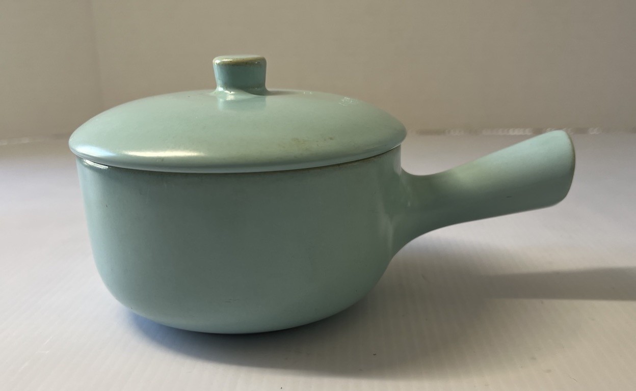 VTG La Solana Pottery Aqua Blue Covered Soup Bowl Handled Crock Lidded MCM SALE!