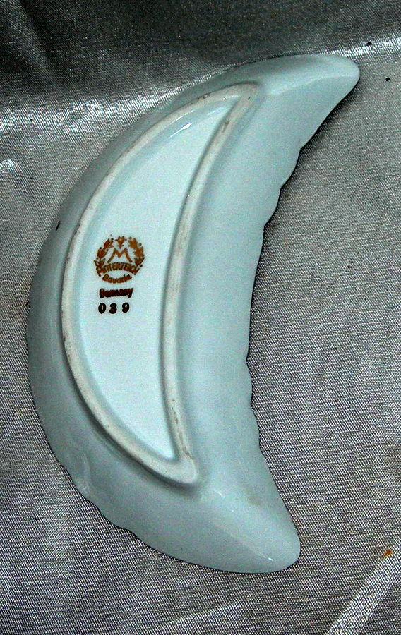 Vintage Mitterteich Bavaria Crescent Bone Dish #098 Floral Pattern