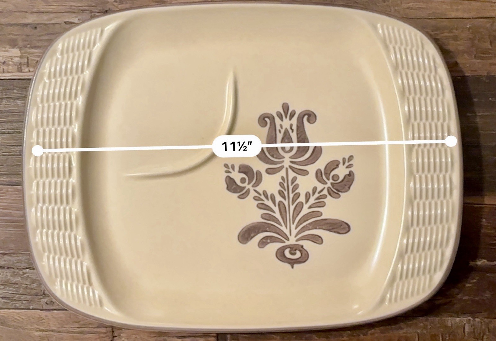 Pfaltzgraff Village Rectangular Basketweave Snack Tray Vintage Stoneware