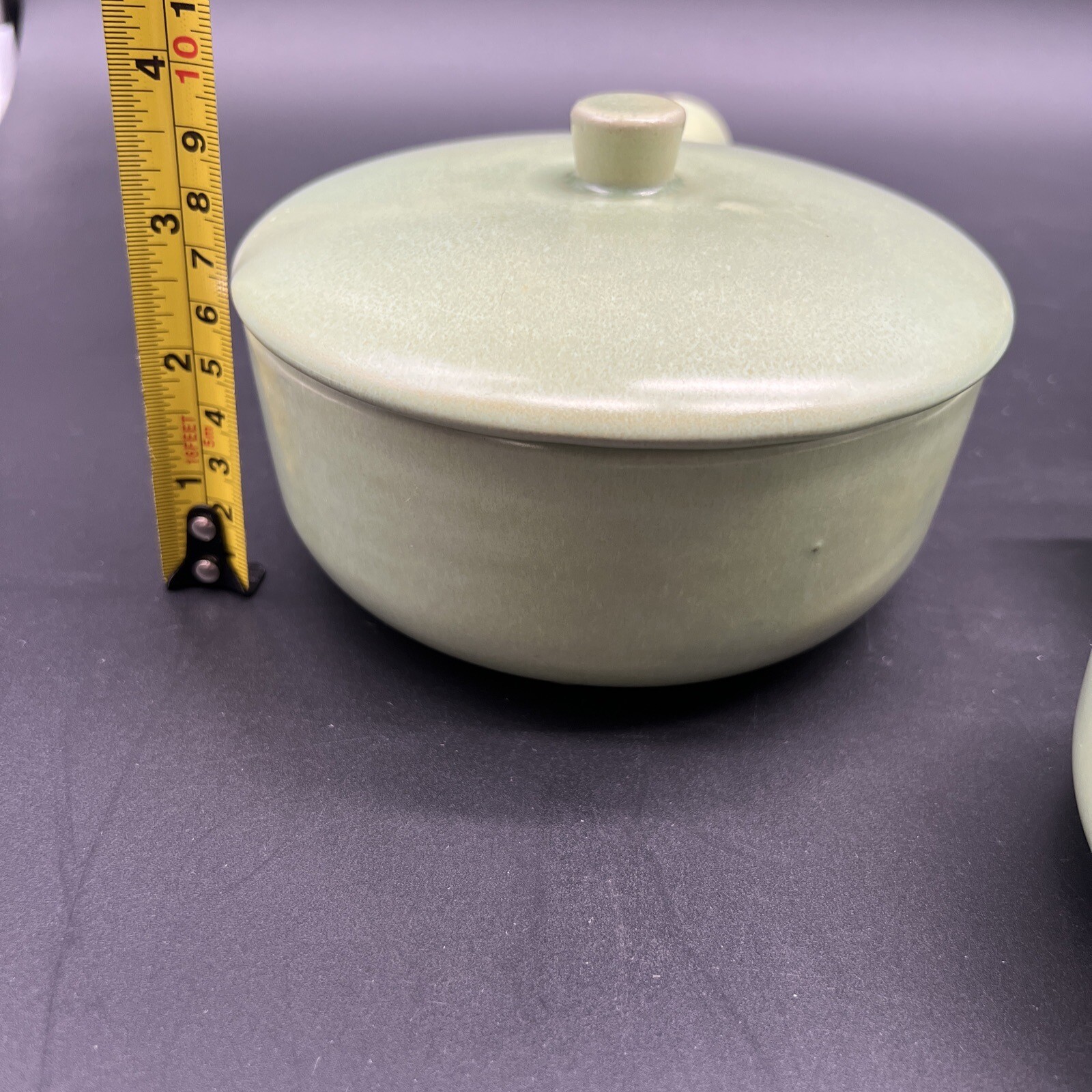 Vtg MCM La Solana Pottery Mint Green Set Of 3 Round Casserole Bowls Pots Lids